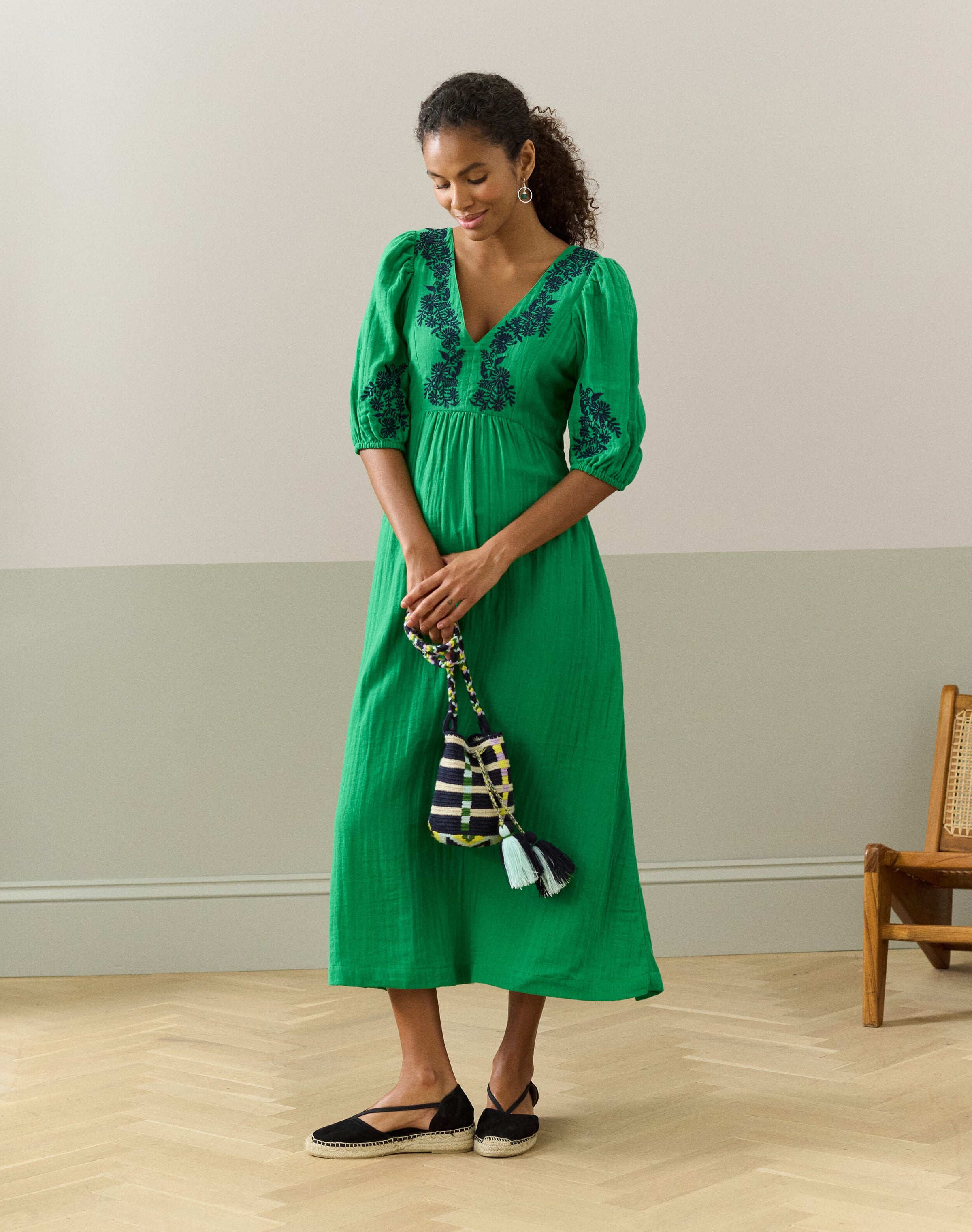 Cheesecloth Embroidered Dress