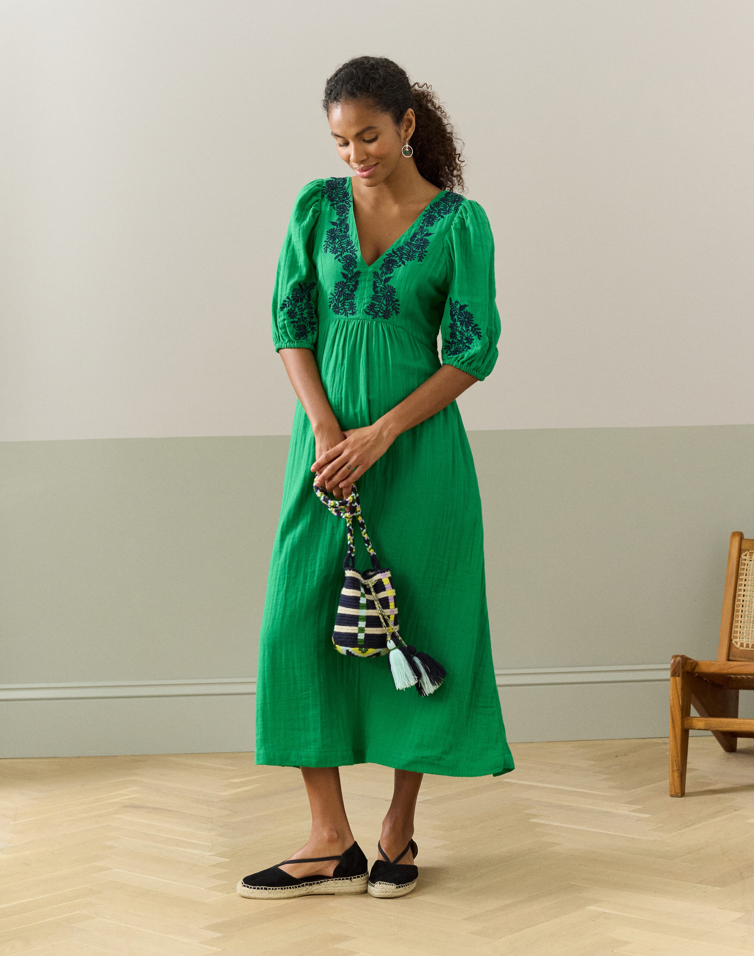 Cheesecloth Embroidered Dress