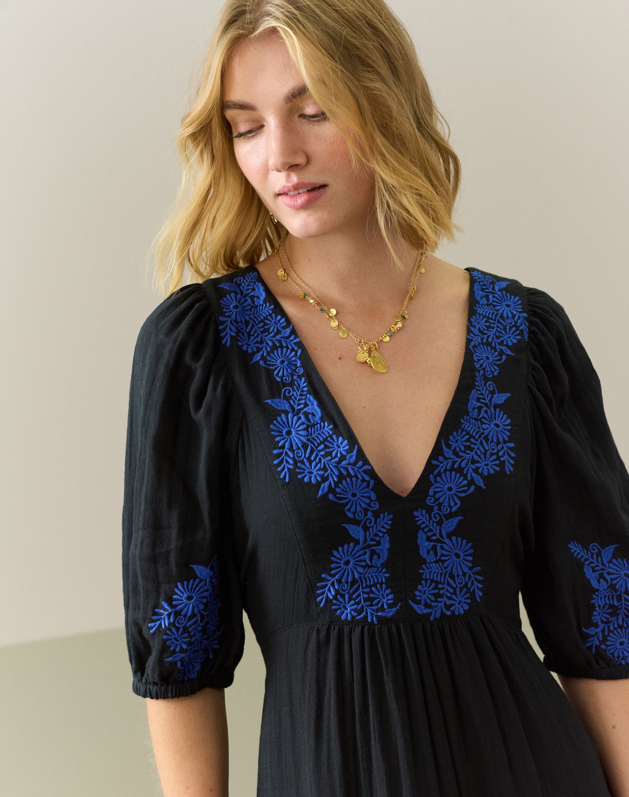 Cheesecloth Embroidered Dress