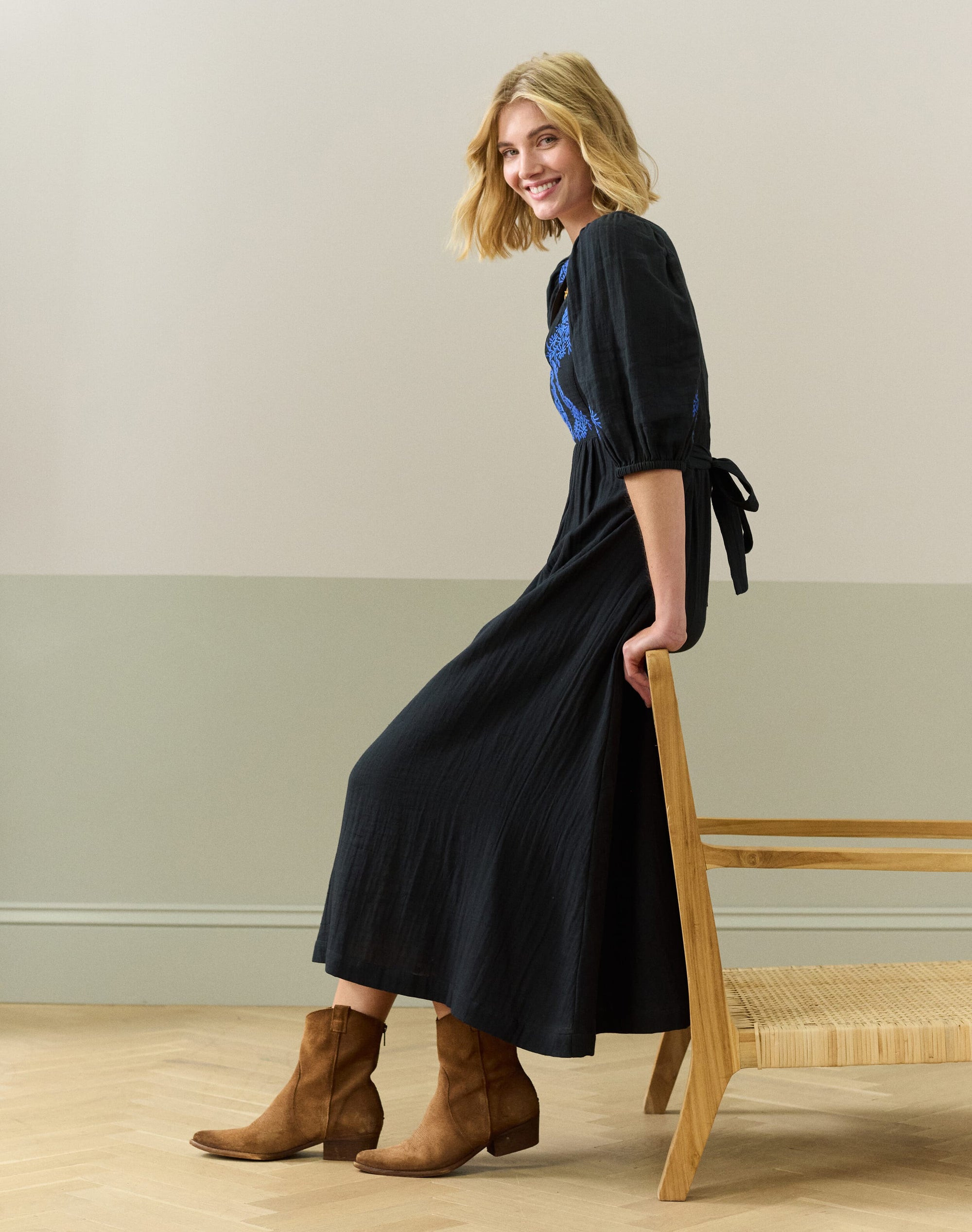 Cheesecloth Embroidered Dress
