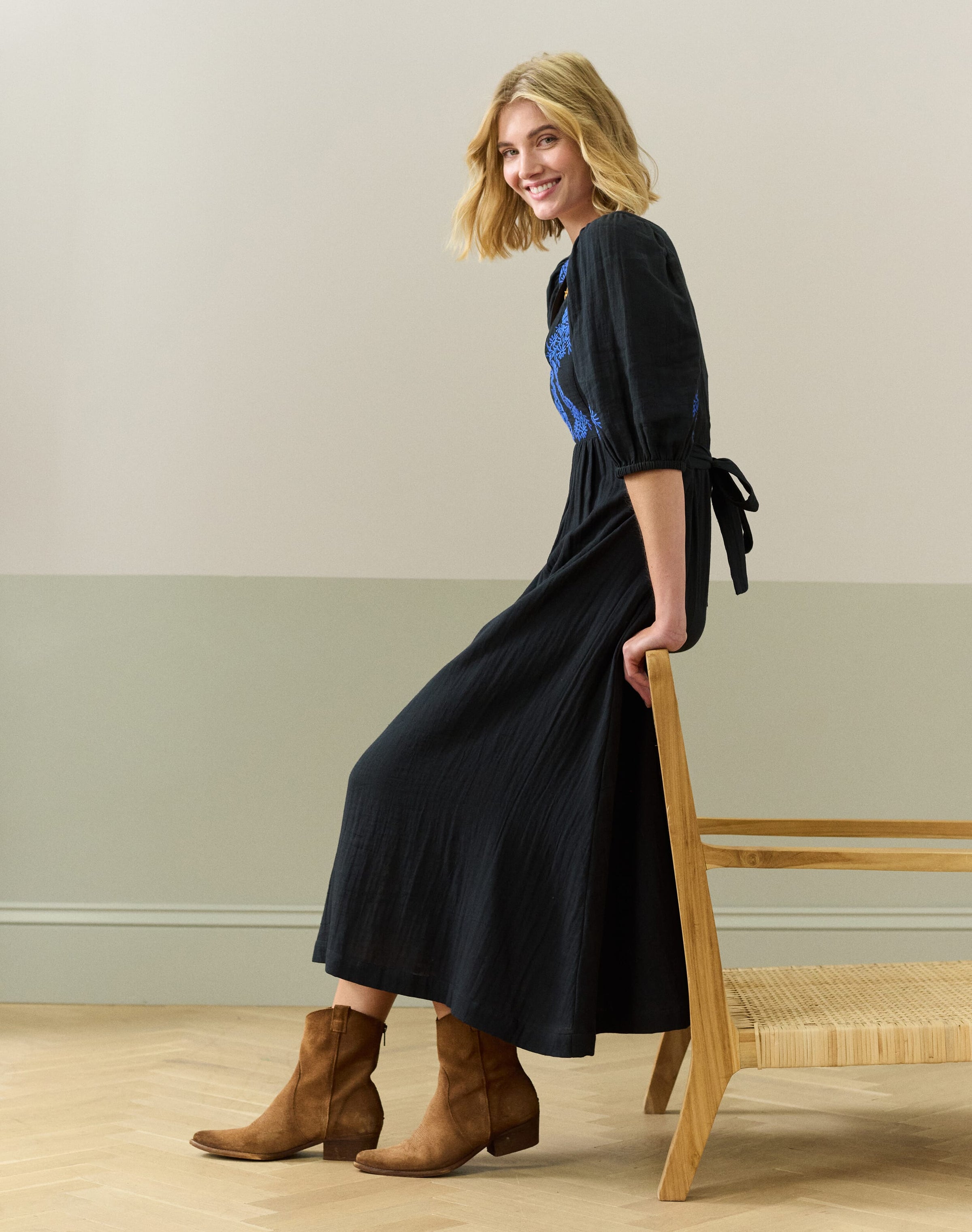 Cheesecloth Embroidered Dress