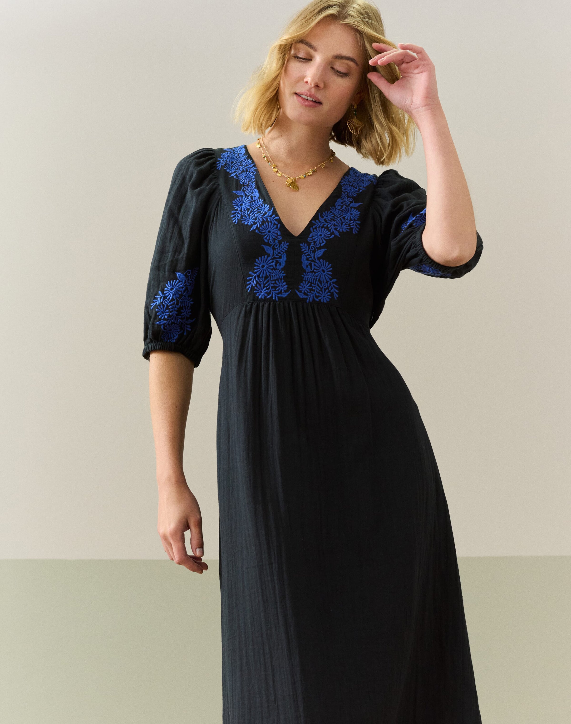 Cheesecloth Embroidered Dress