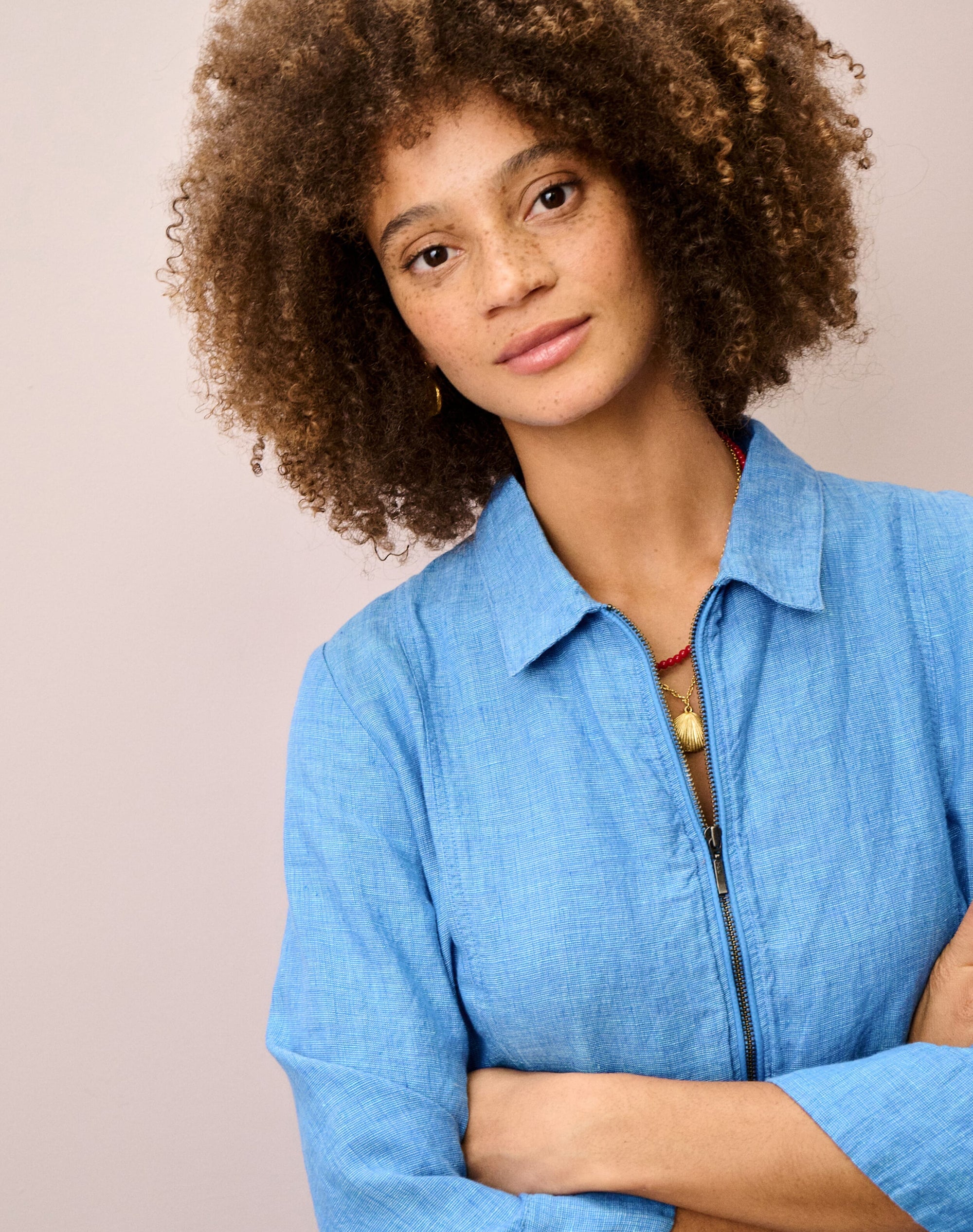 Textured Weave Linen Shirt Dress