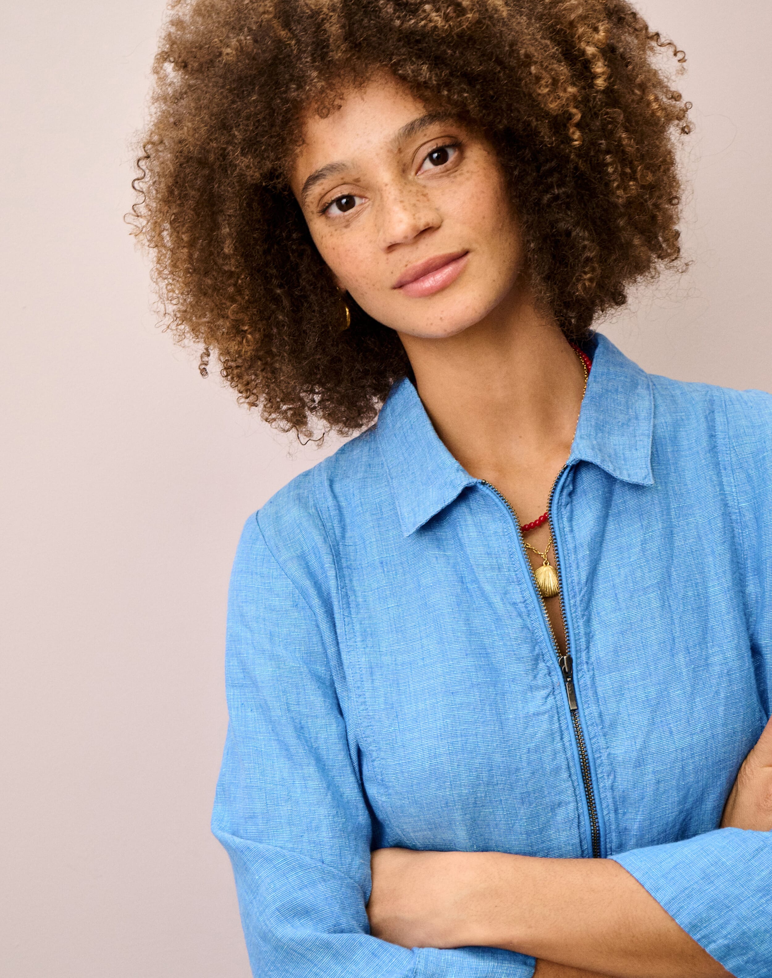 Textured Weave Linen Shirt Dress
