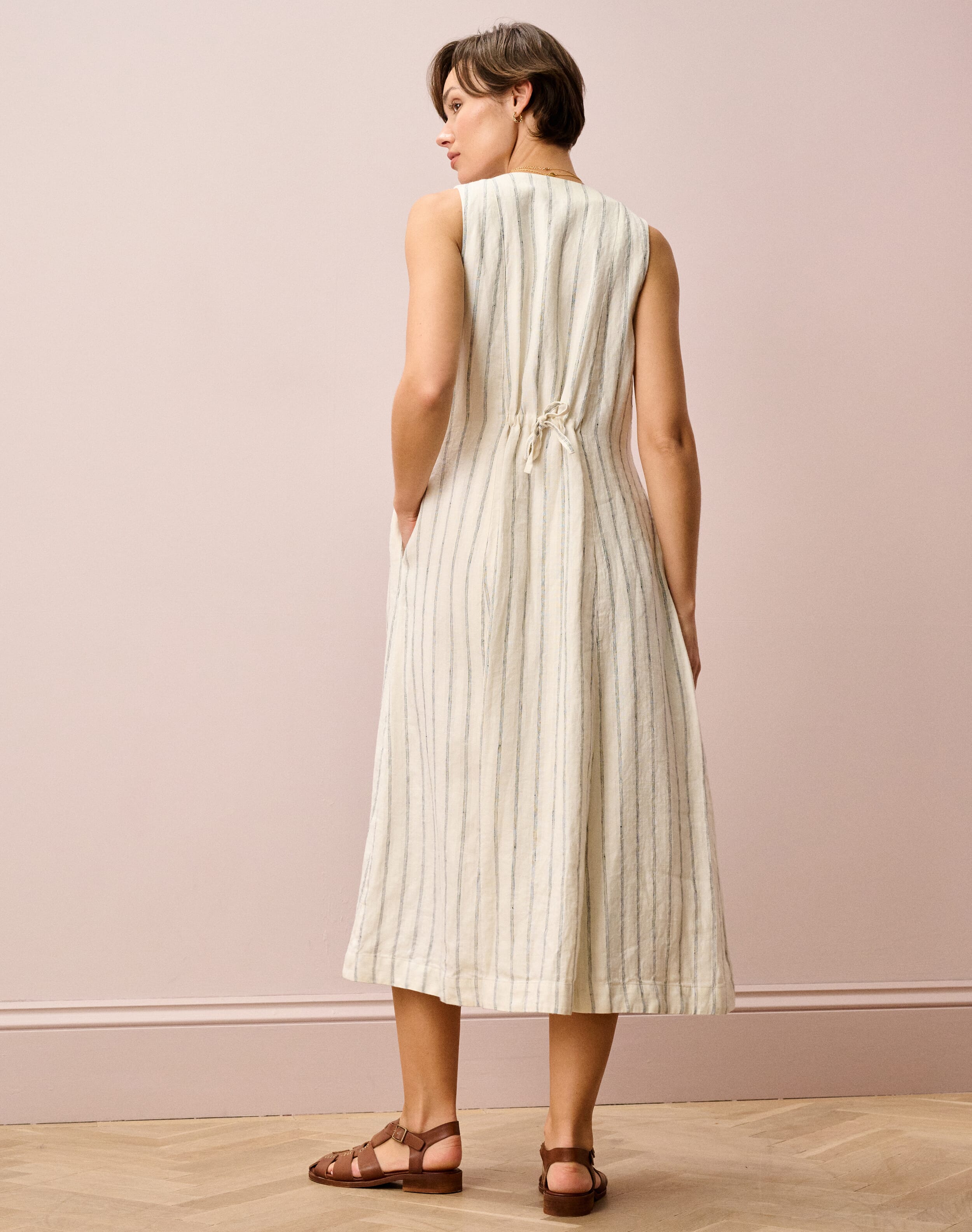 Stripe Linen Pinafore Dress