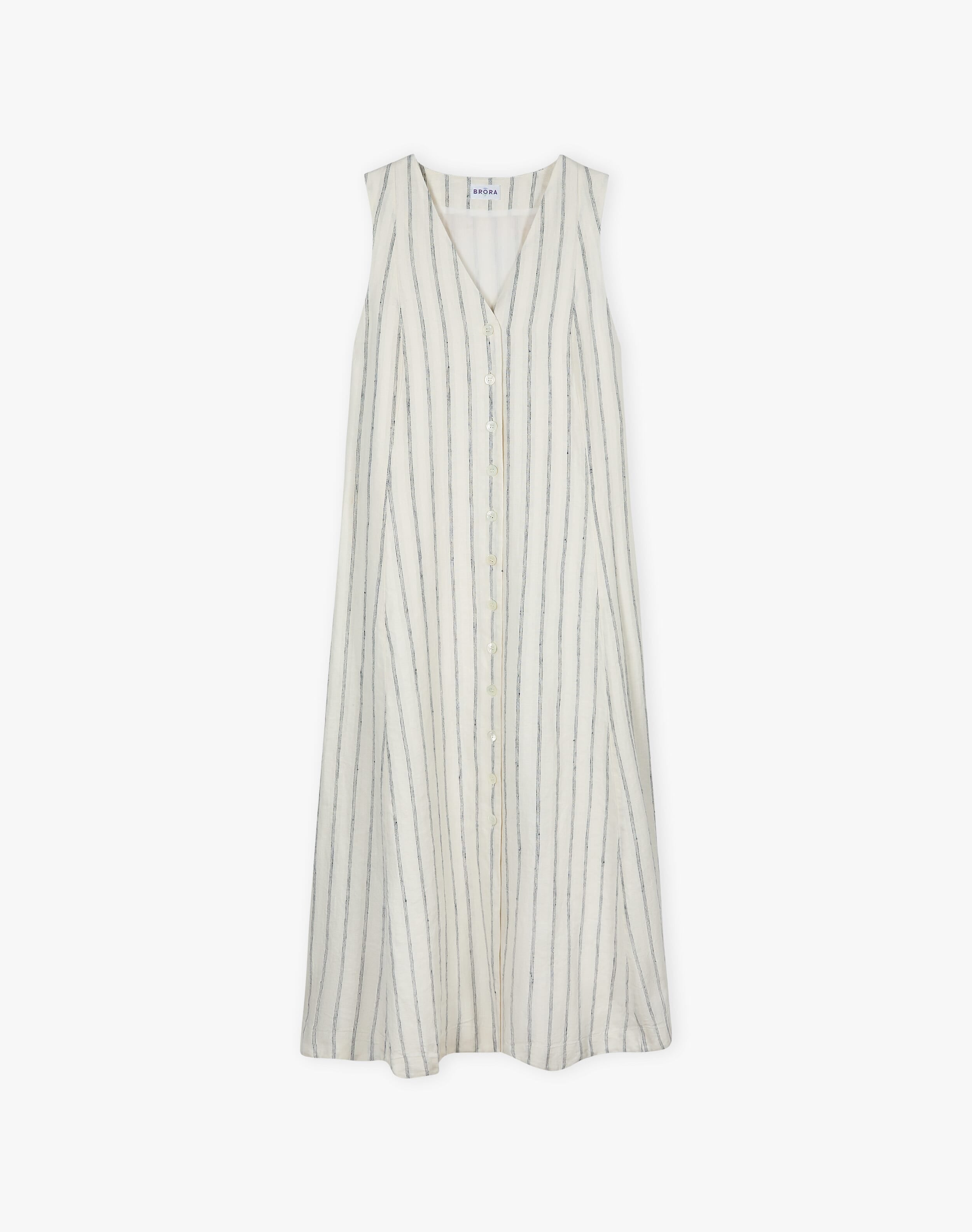 Stripe Linen Pinafore Dress