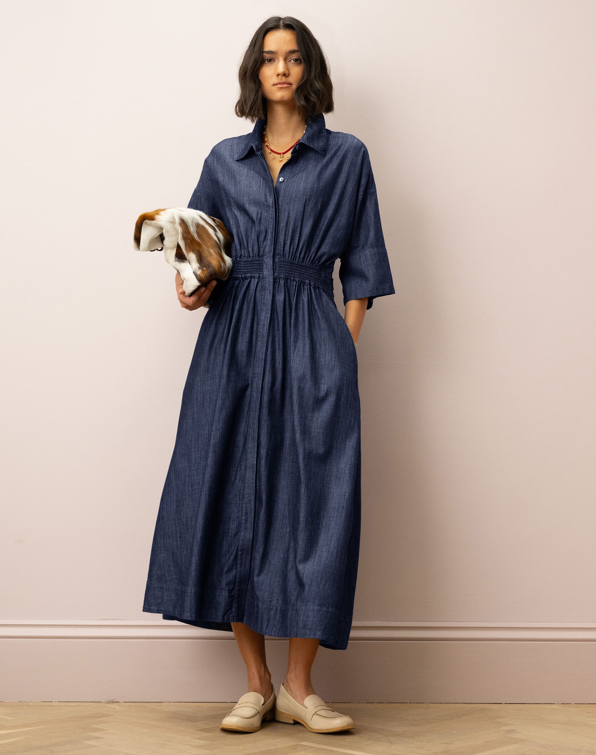 Cotton Denim Shirt Dress