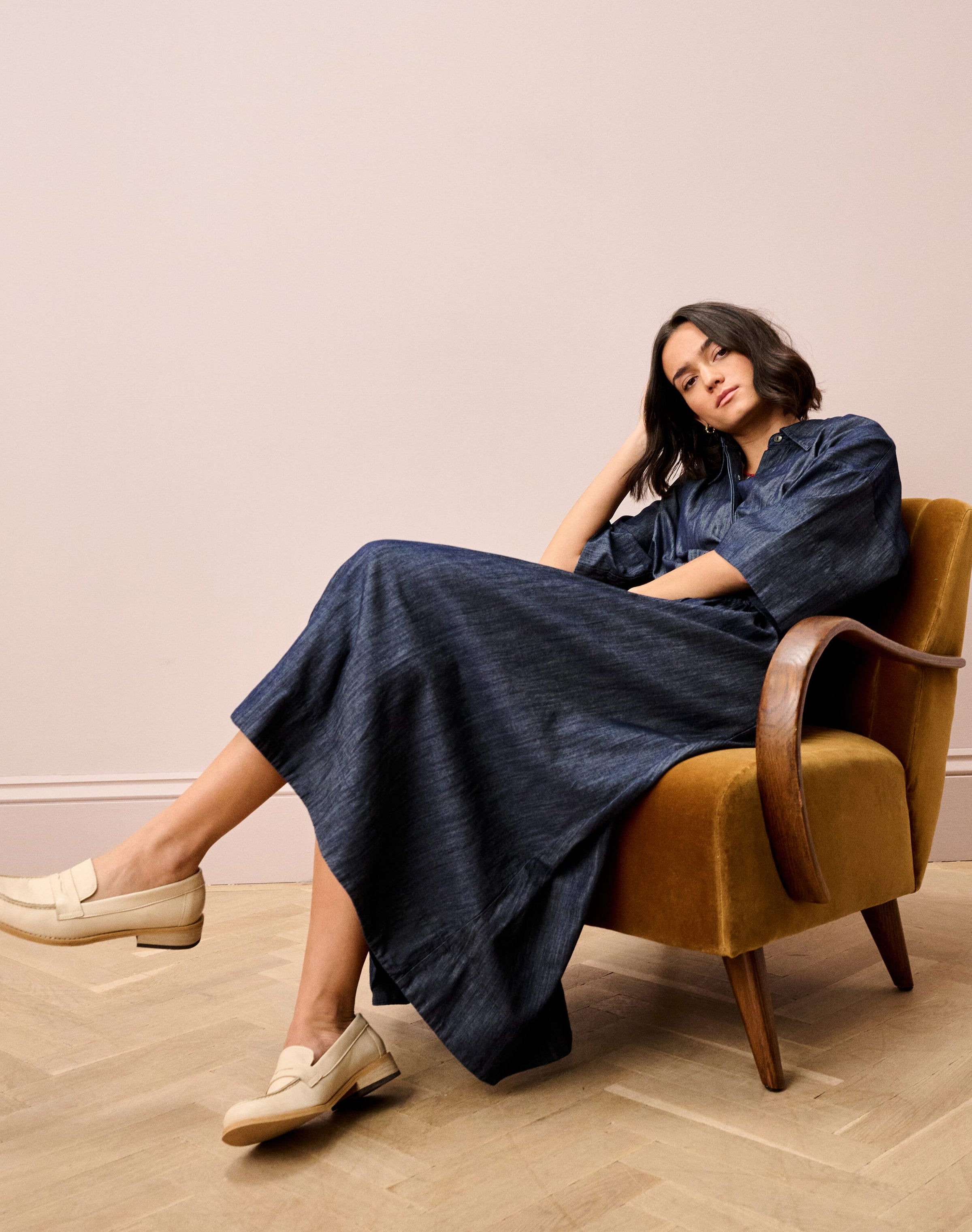 Cotton Denim Shirt Dress