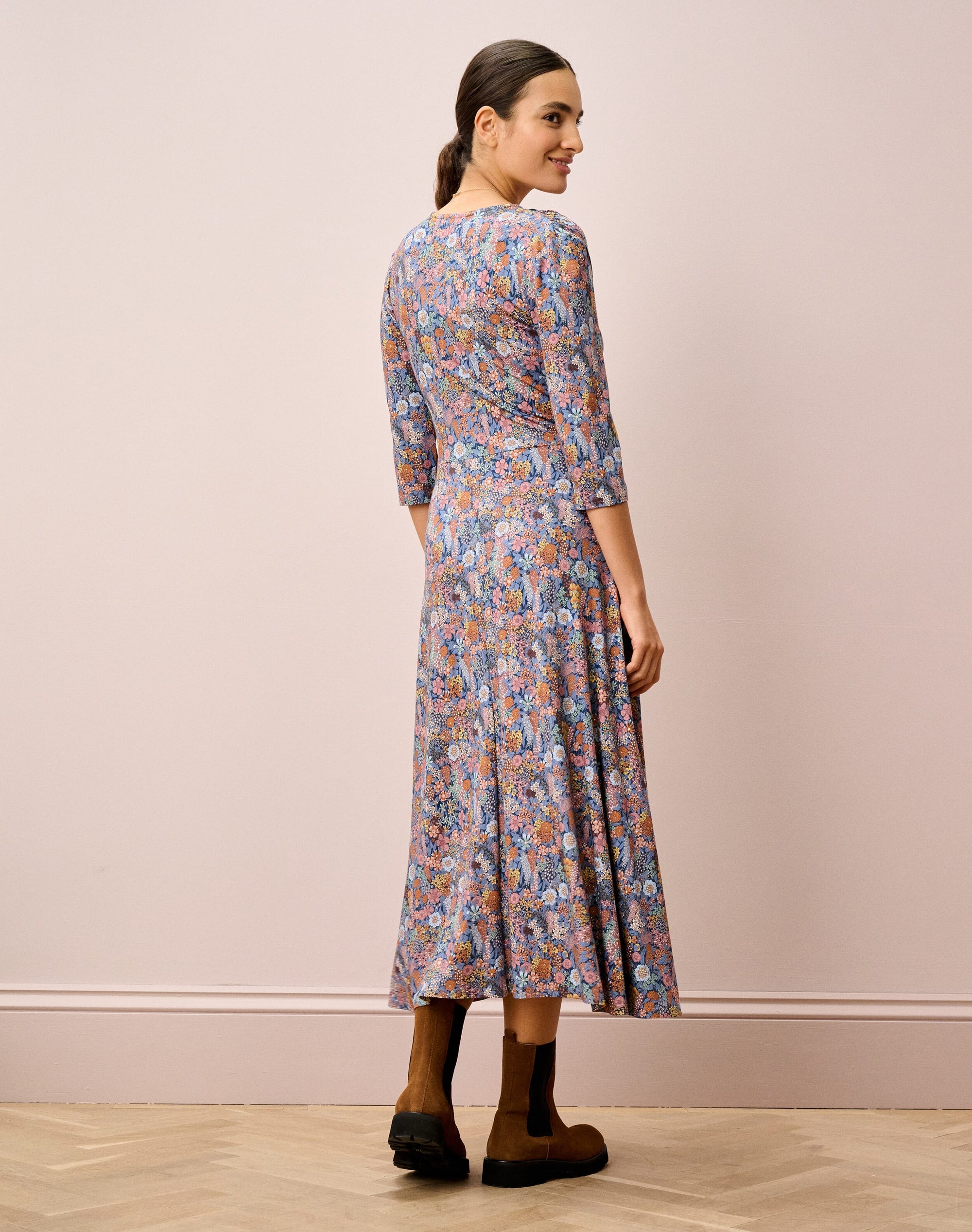 Liberty Print Jersey V Neck Dress