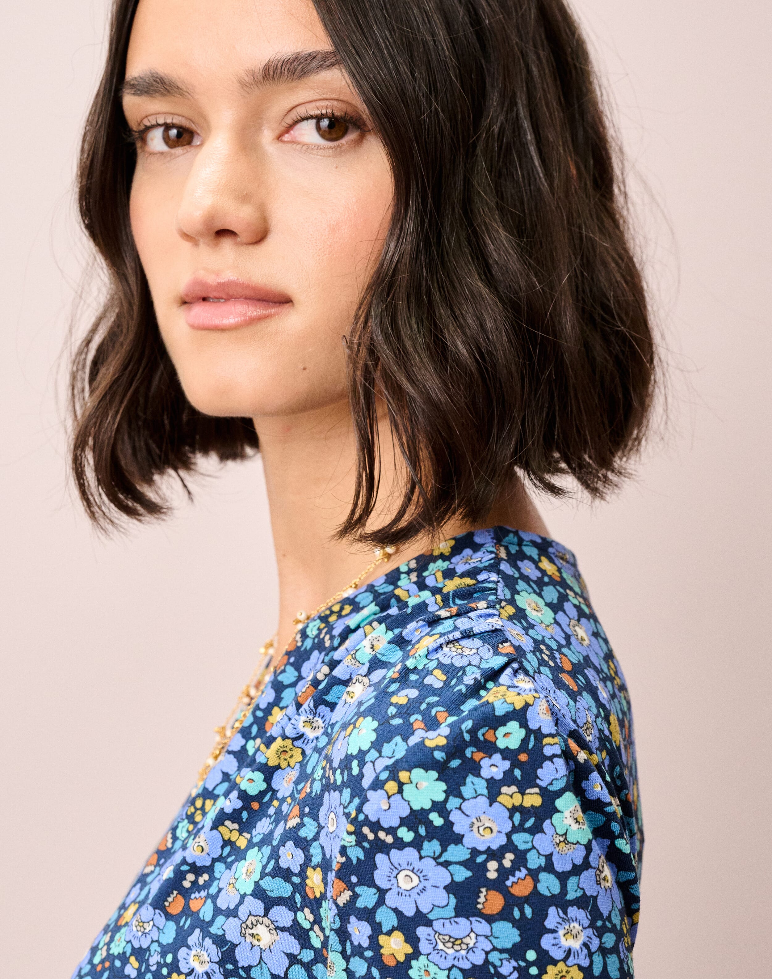 Liberty Print Jersey V Neck Dress