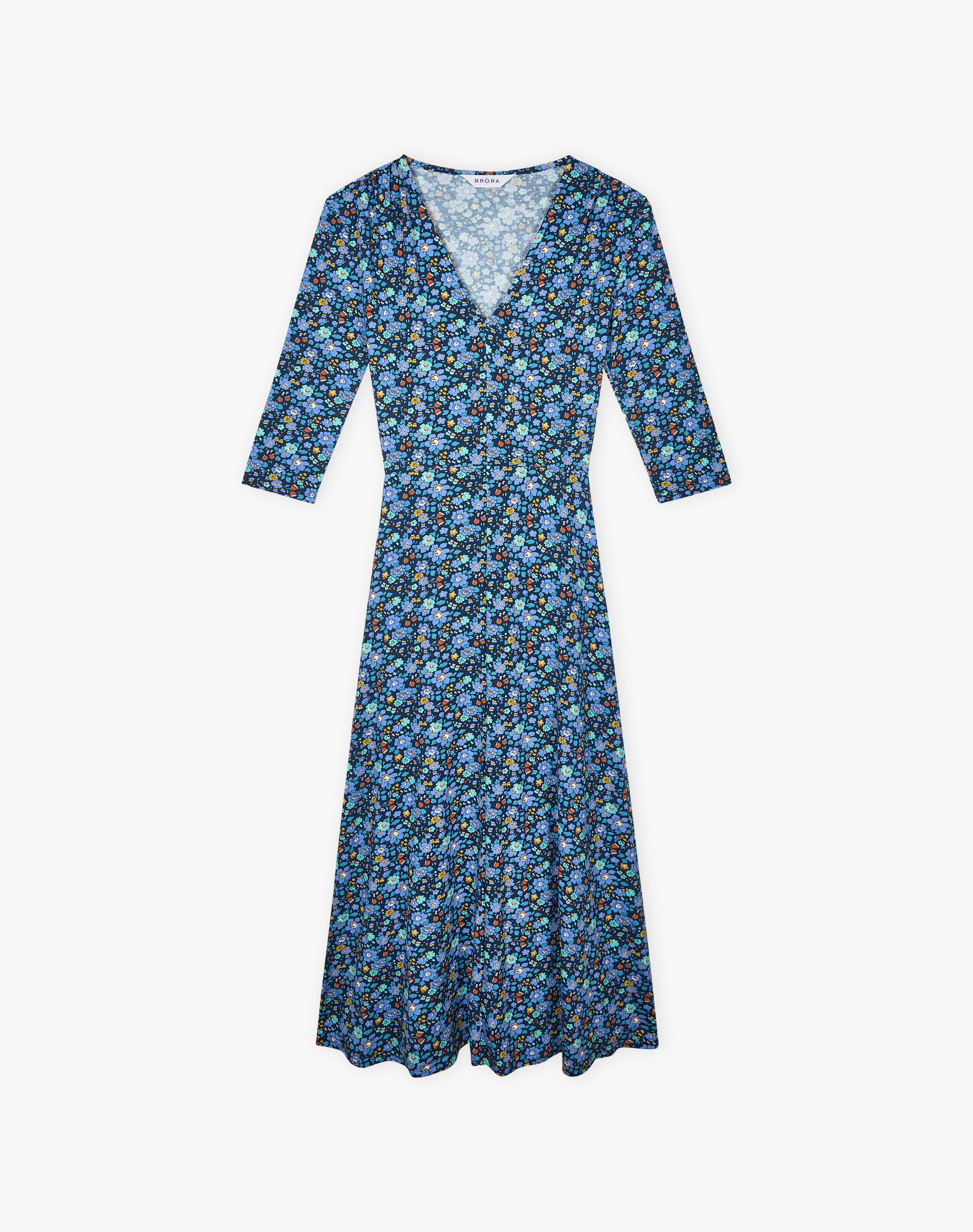 Liberty Print Jersey V Neck Dress