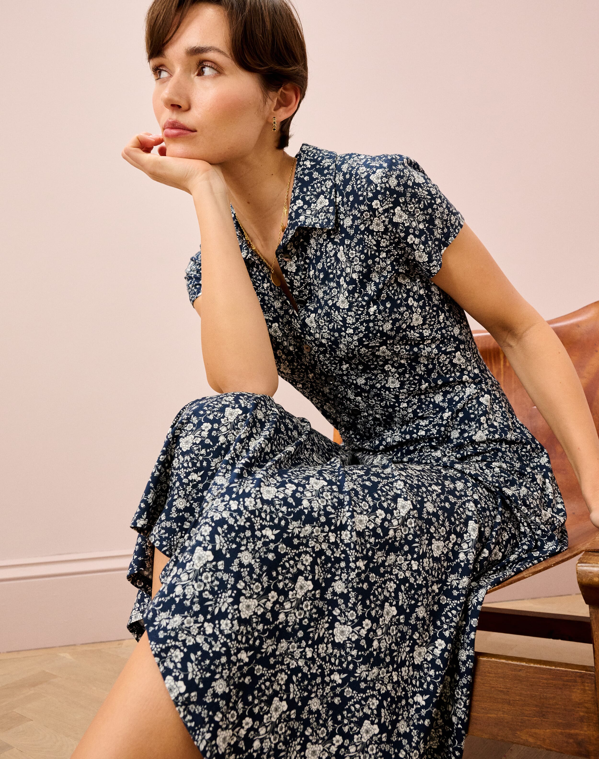 Liberty Jersey Cap Sleeve Shirt Dress