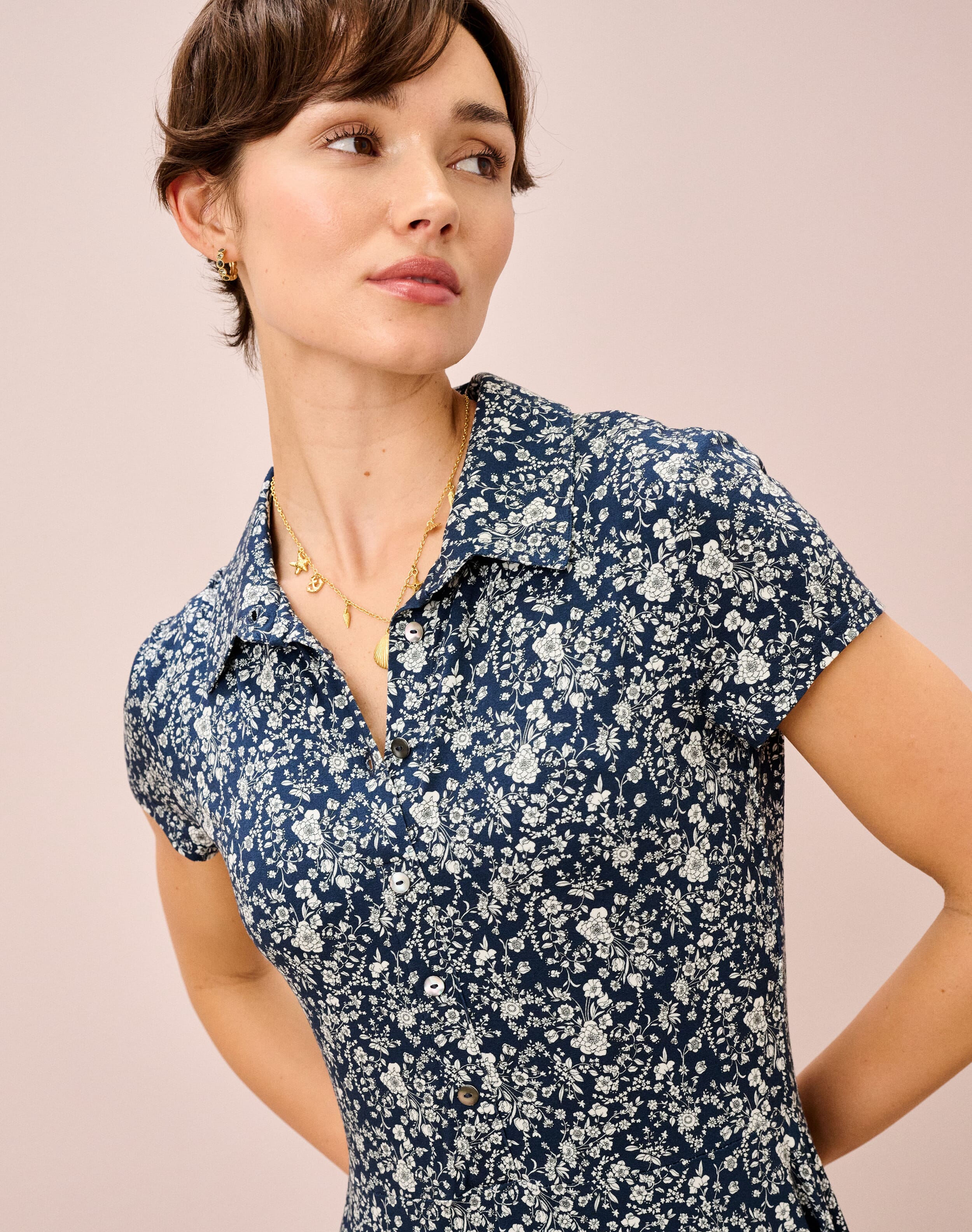 Liberty Jersey Cap Sleeve Shirt Dress