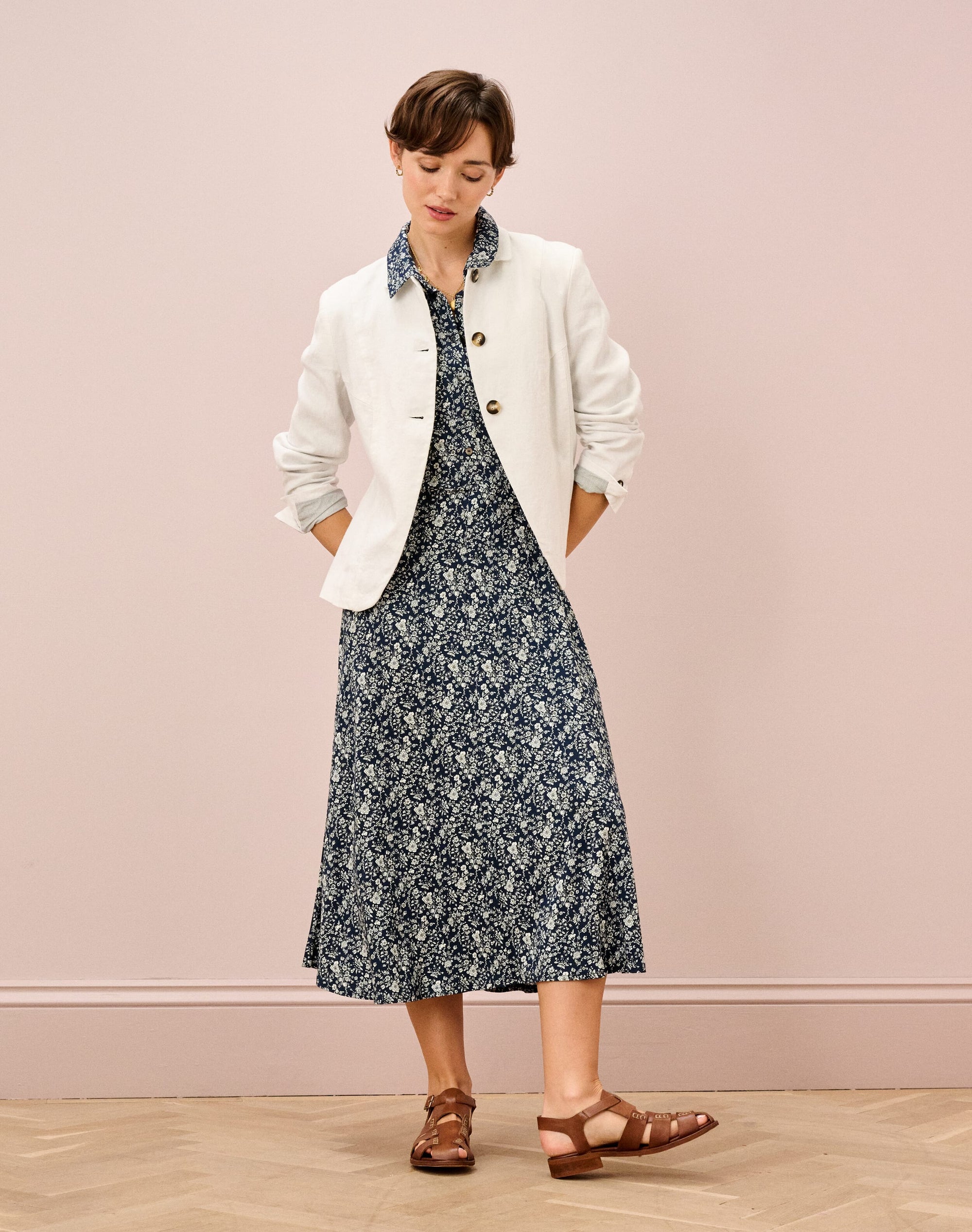 Liberty Jersey Cap Sleeve Shirt Dress