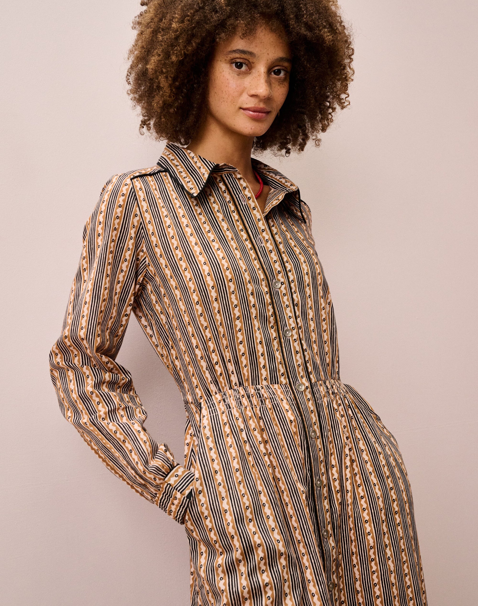 Cotton Stripe Shirt Dress