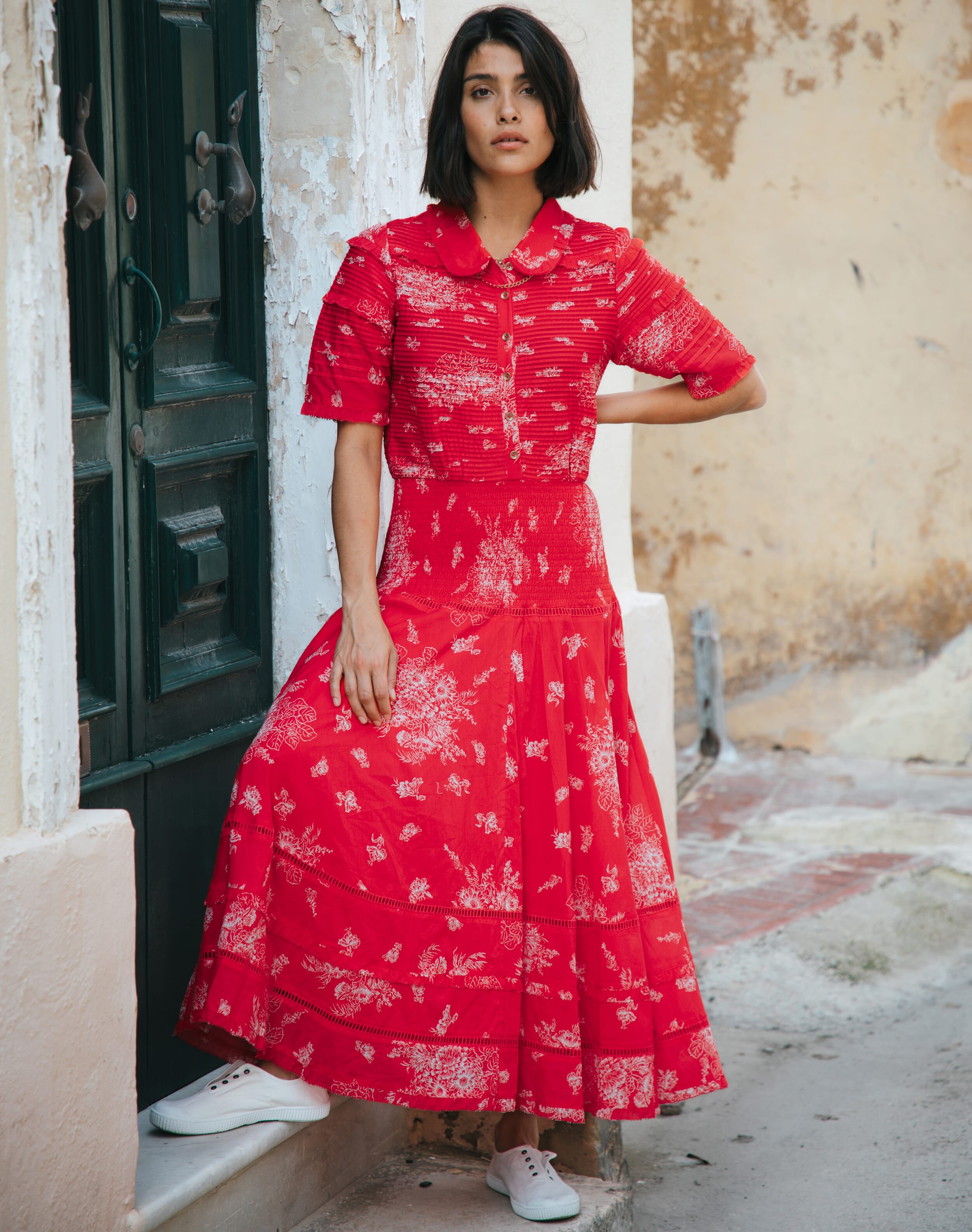 Organic Cotton Pintuck Shirt Dress