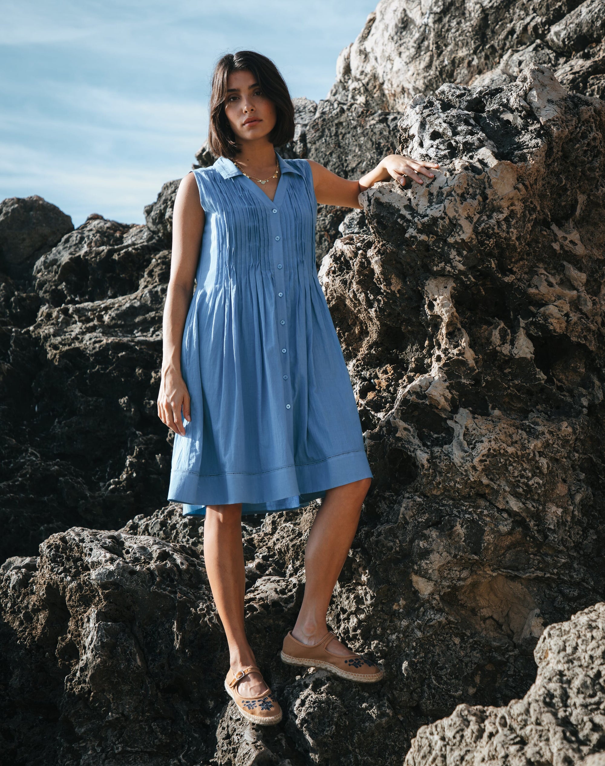 Organic Cotton Pintuck Dress