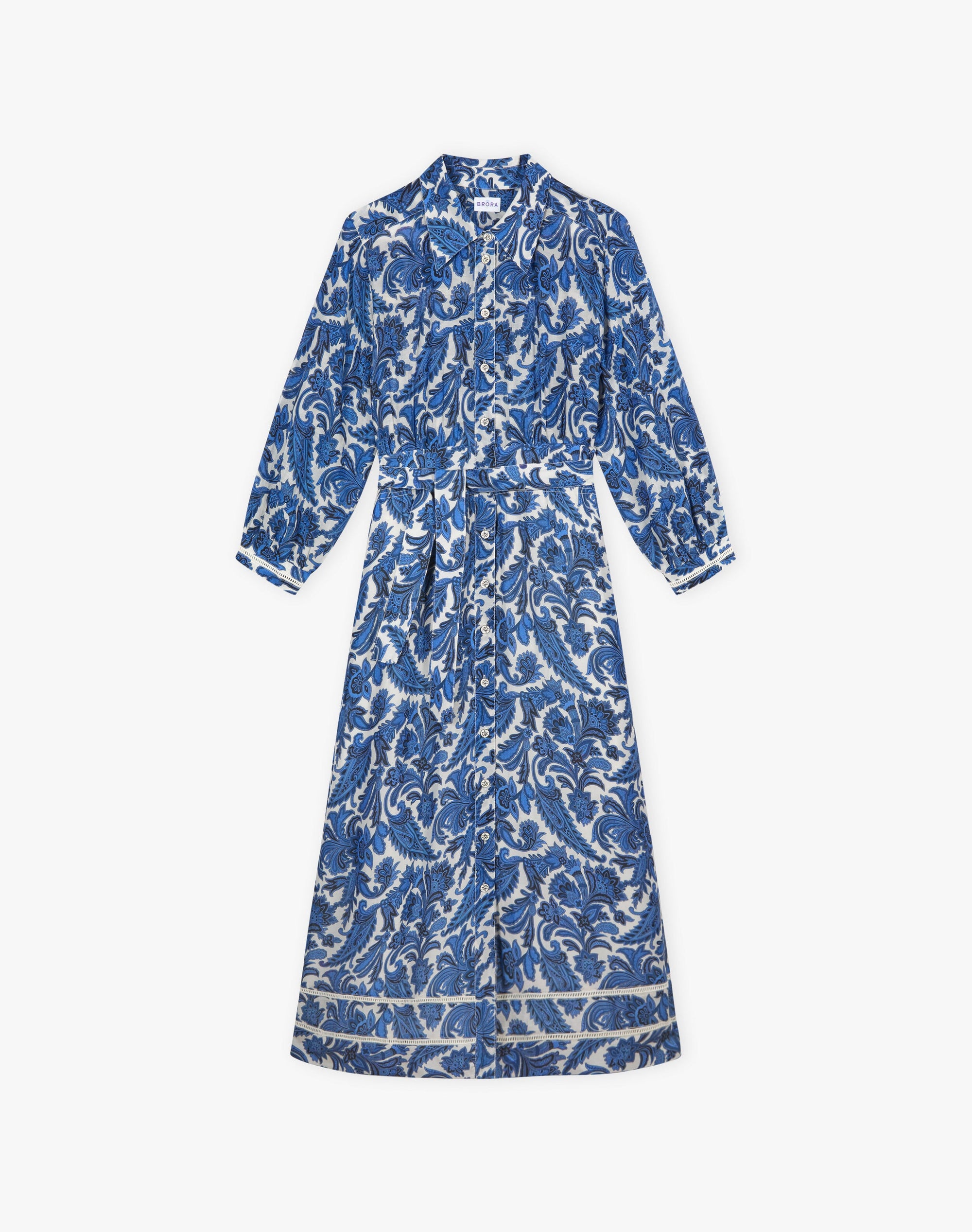 Silk Cotton Paisley Print Shirt Dress