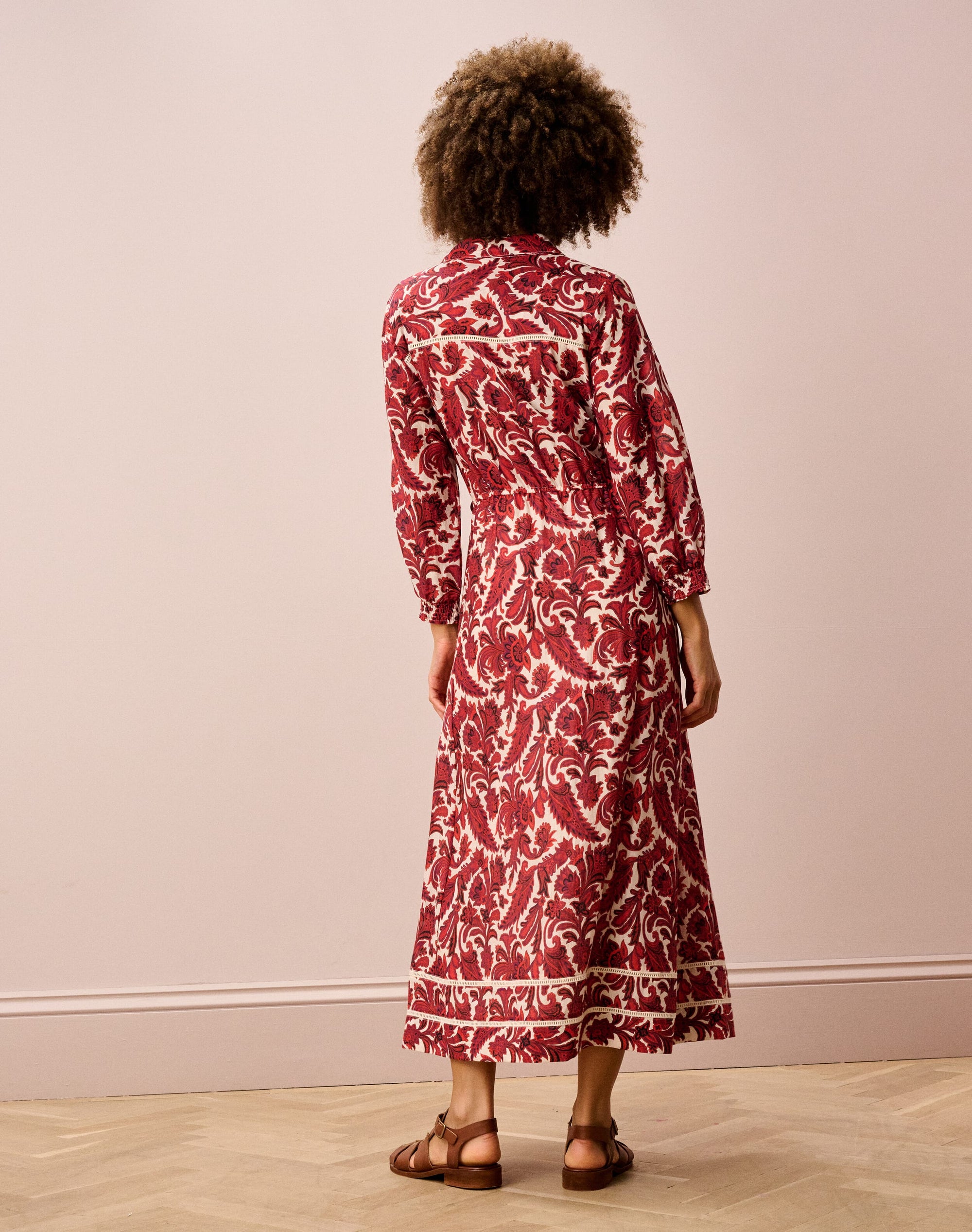 Silk Cotton Paisley Print Shirt Dress