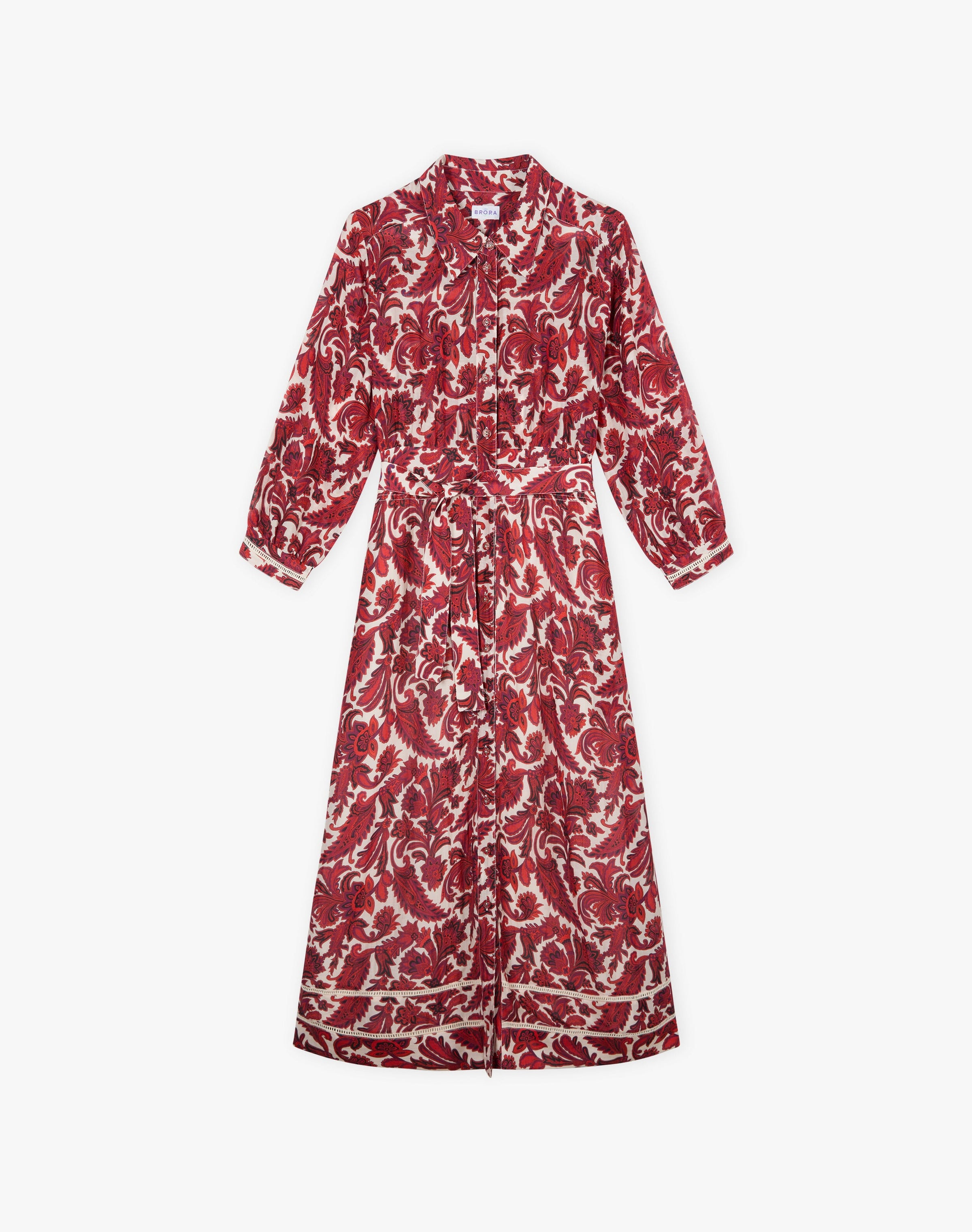 Silk Cotton Paisley Print Shirt Dress