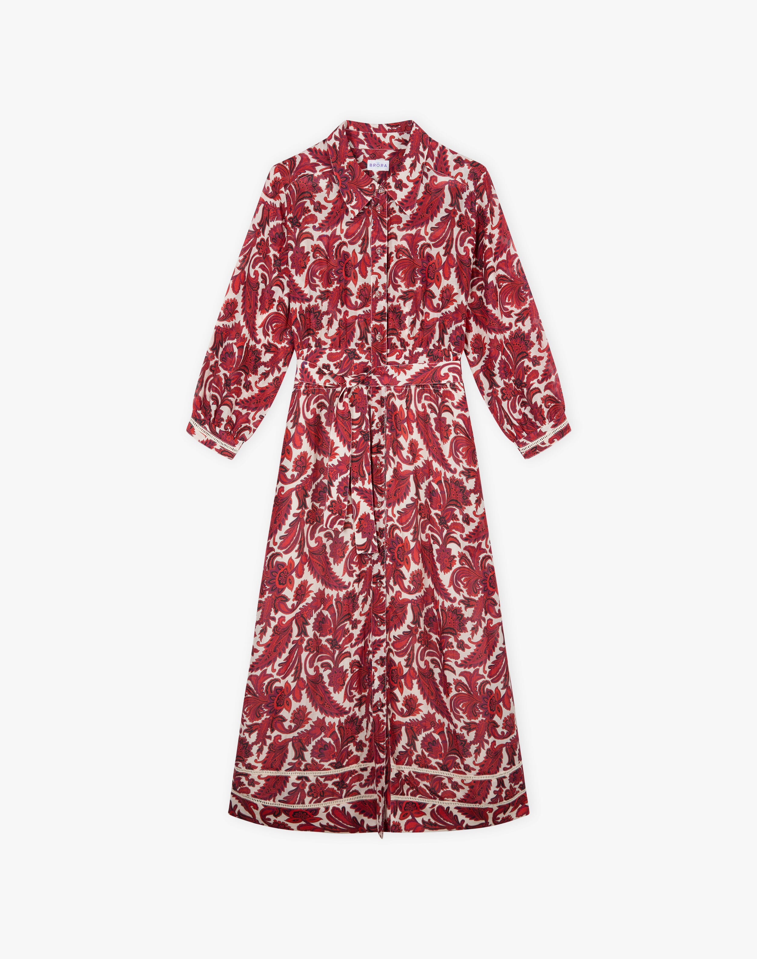 Silk Cotton Paisley Print Shirt Dress