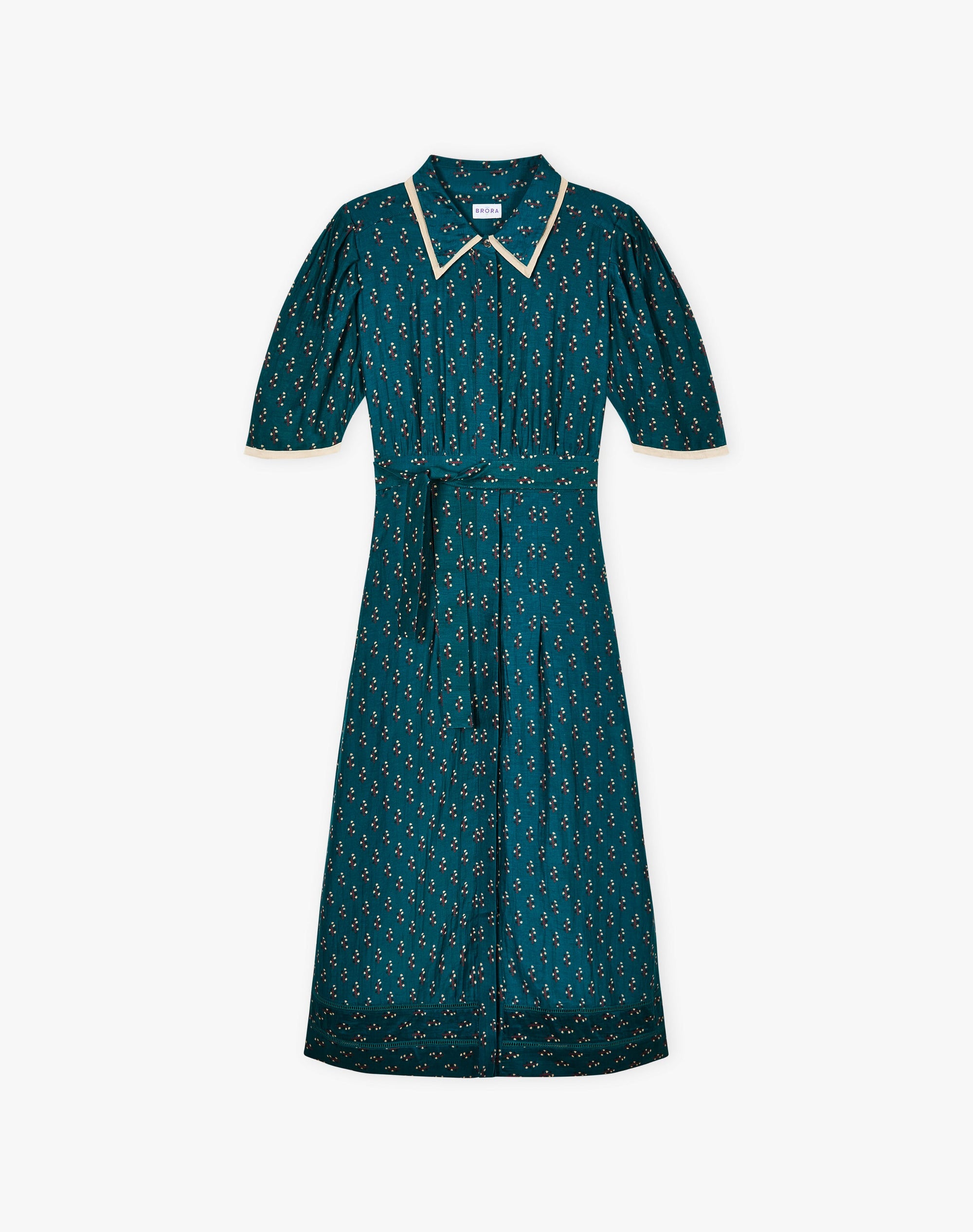 Silk Cotton Motif Print Shirt Dress