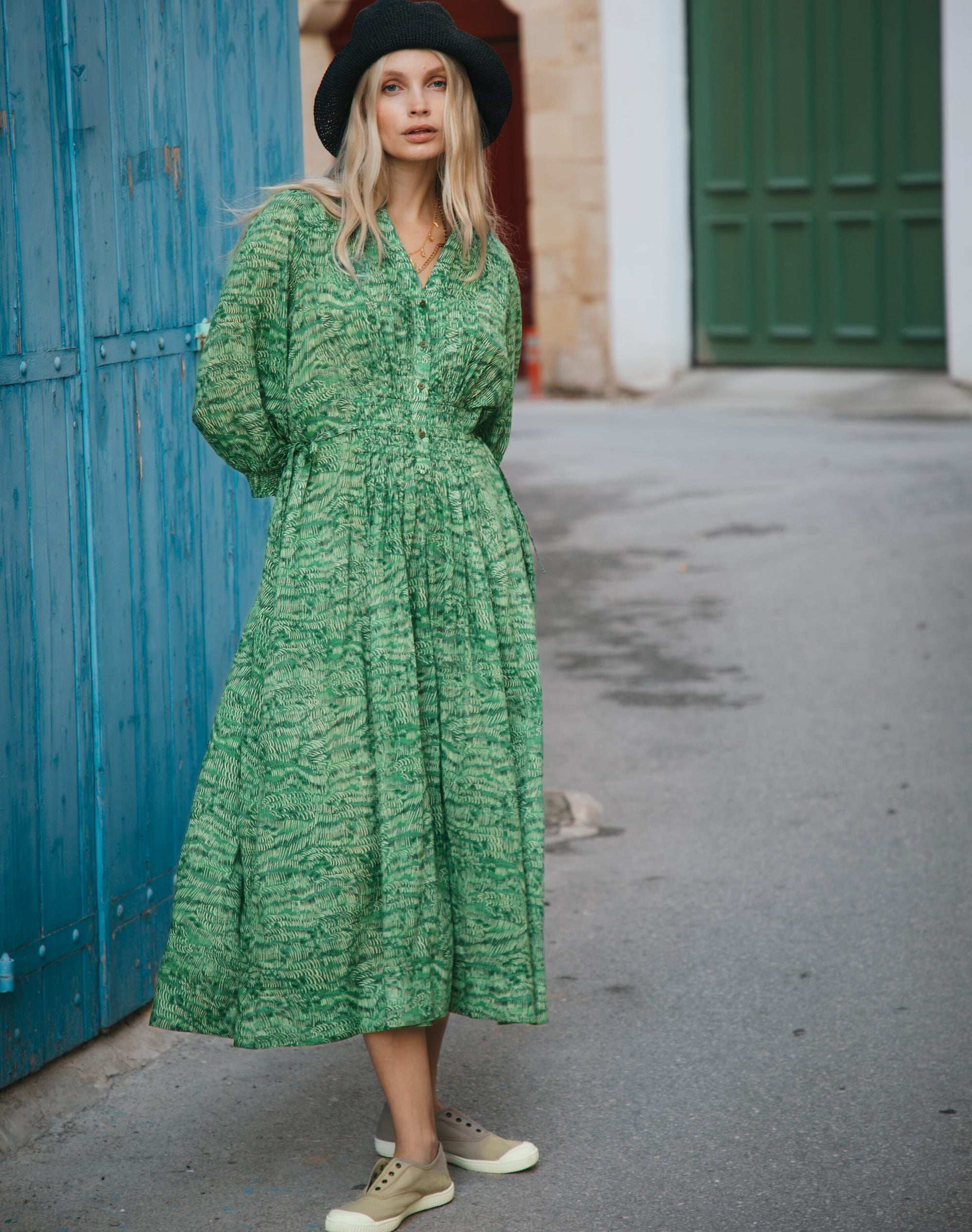 Organic Cotton Painterly Print Dress