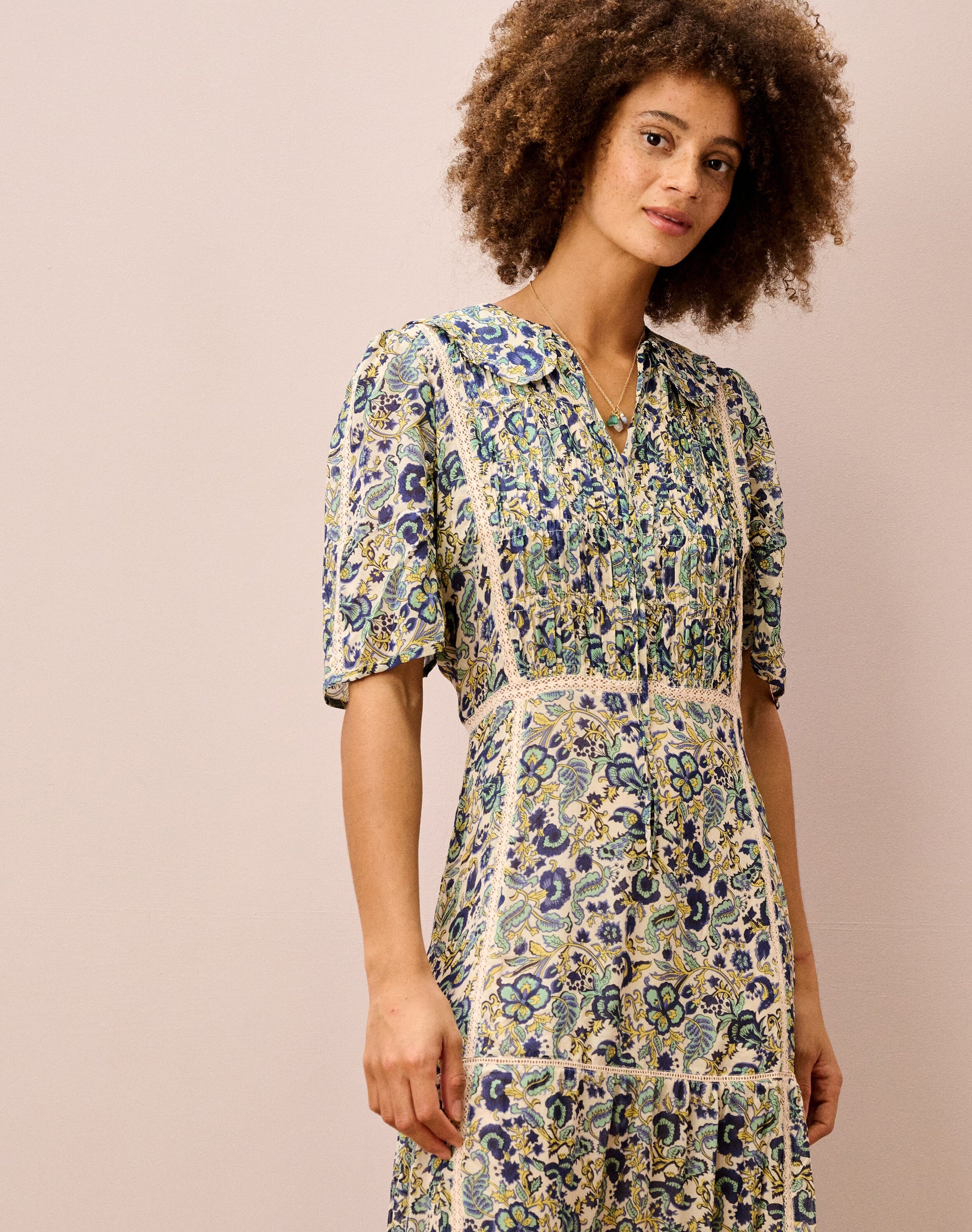 Silk Floral Print Dress