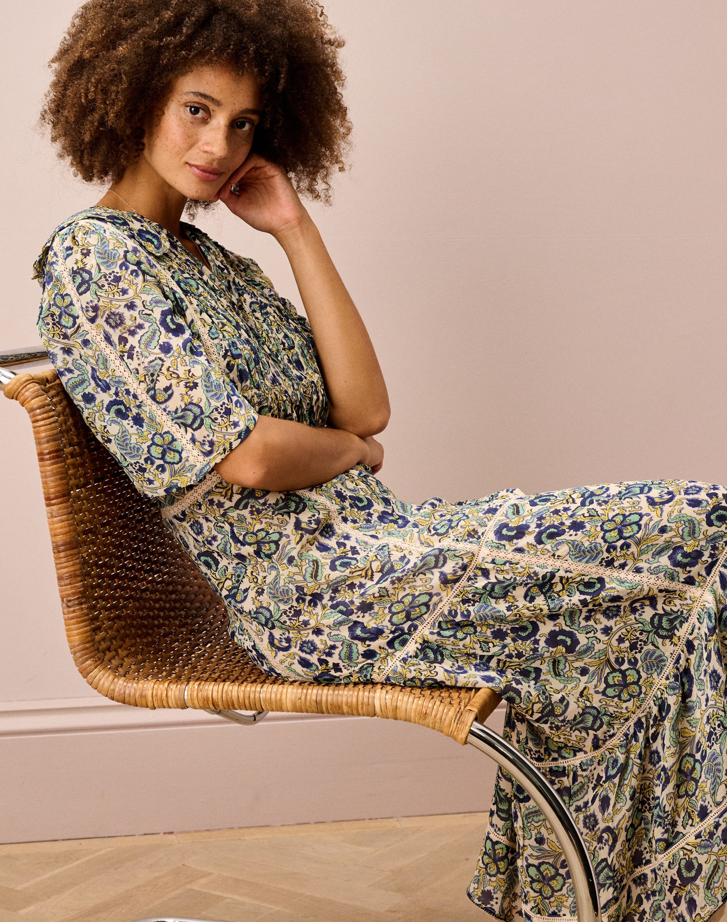 Silk Floral Print Dress