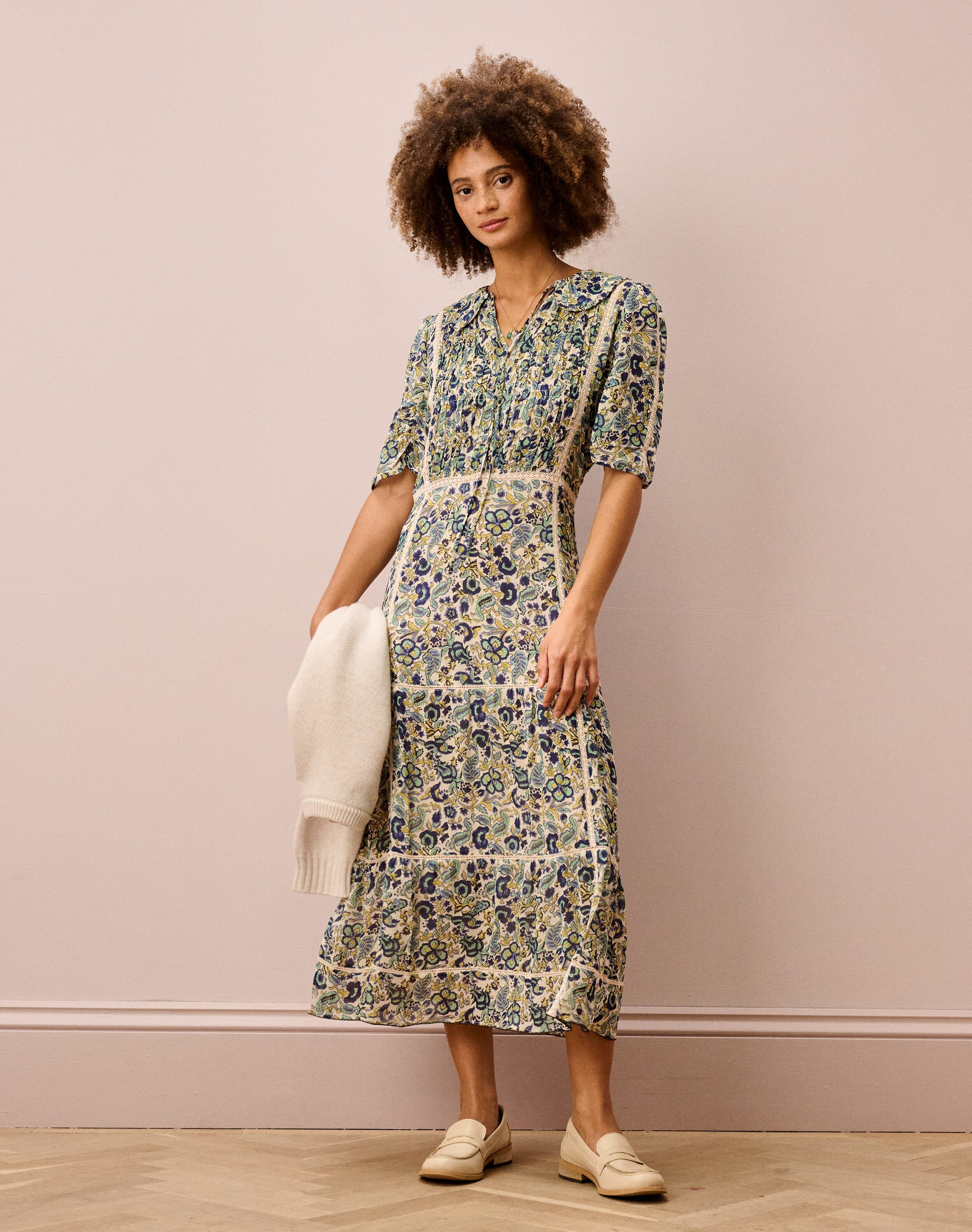 Silk Floral Print Dress