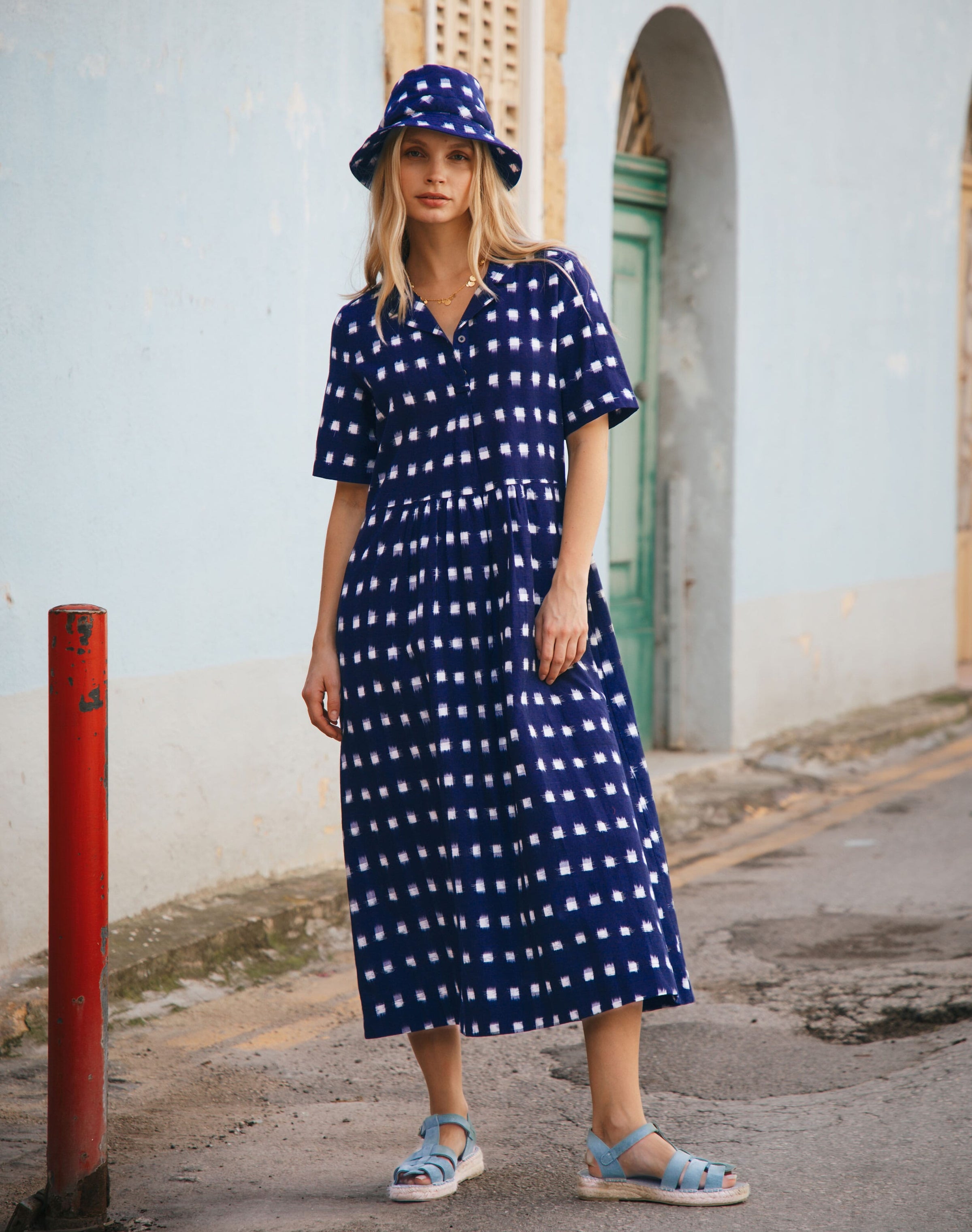 Cotton Ikat Shirt Dress