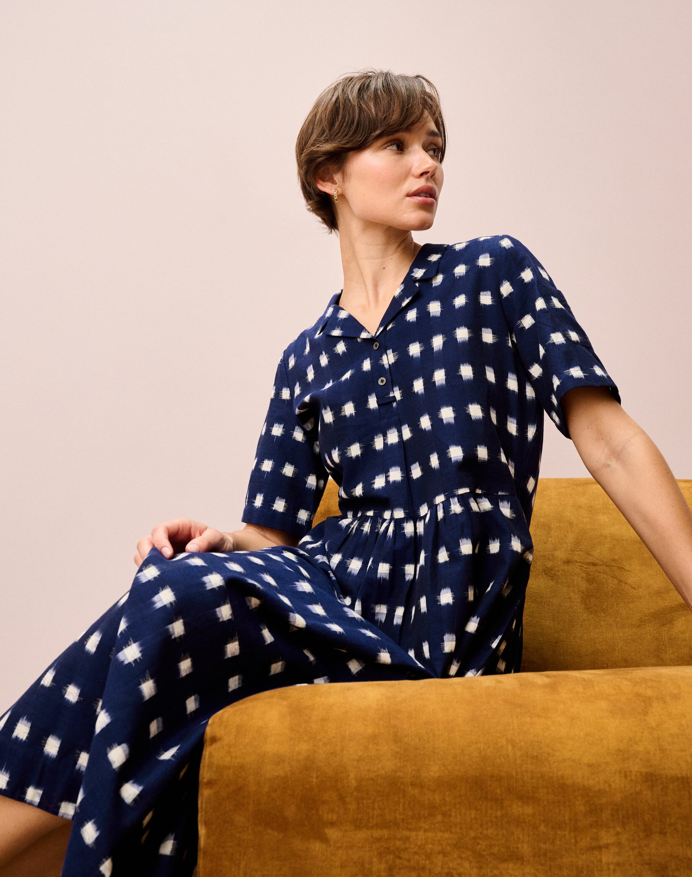 Cotton Ikat Shirt Dress