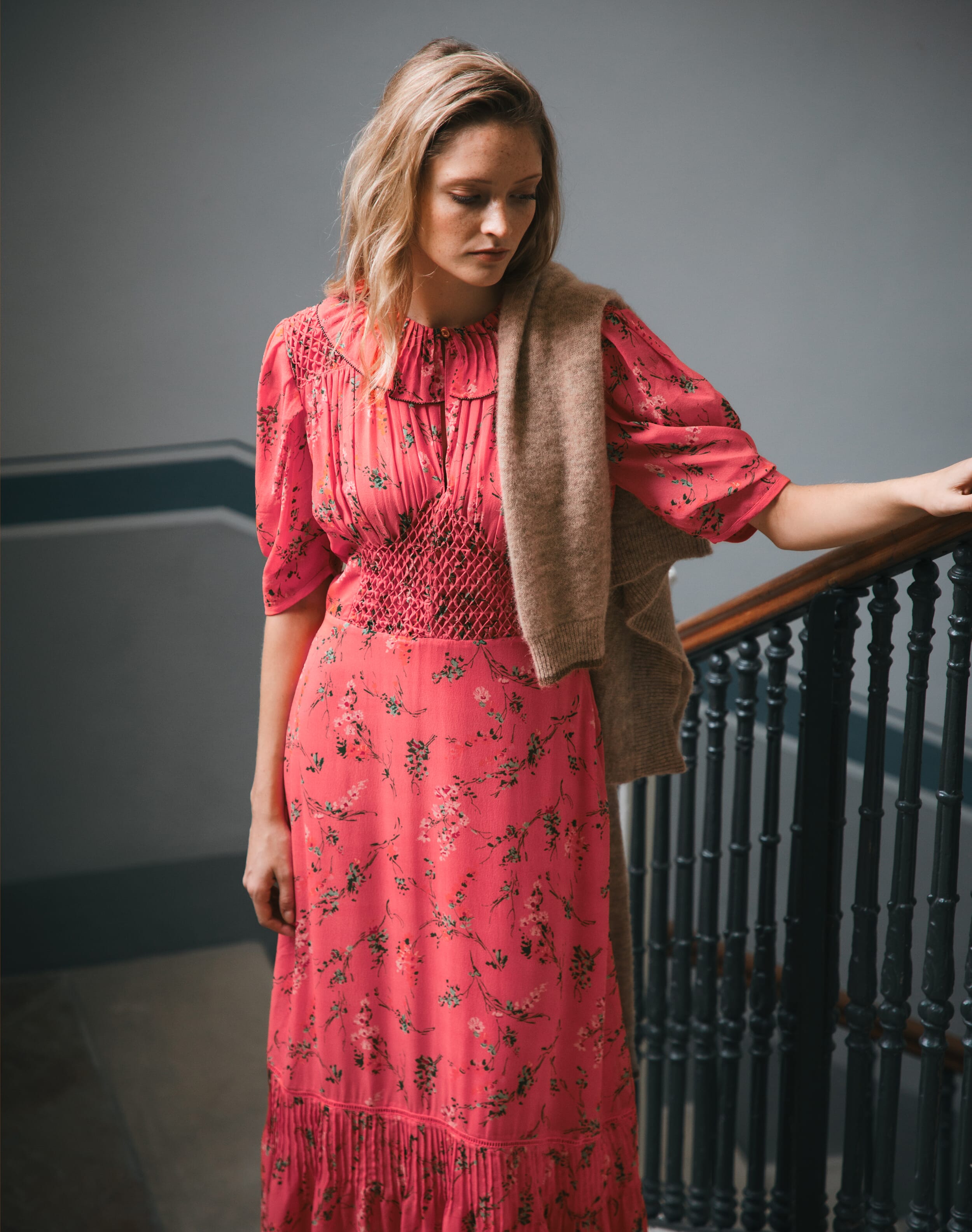 Silk Botanical Print Dress