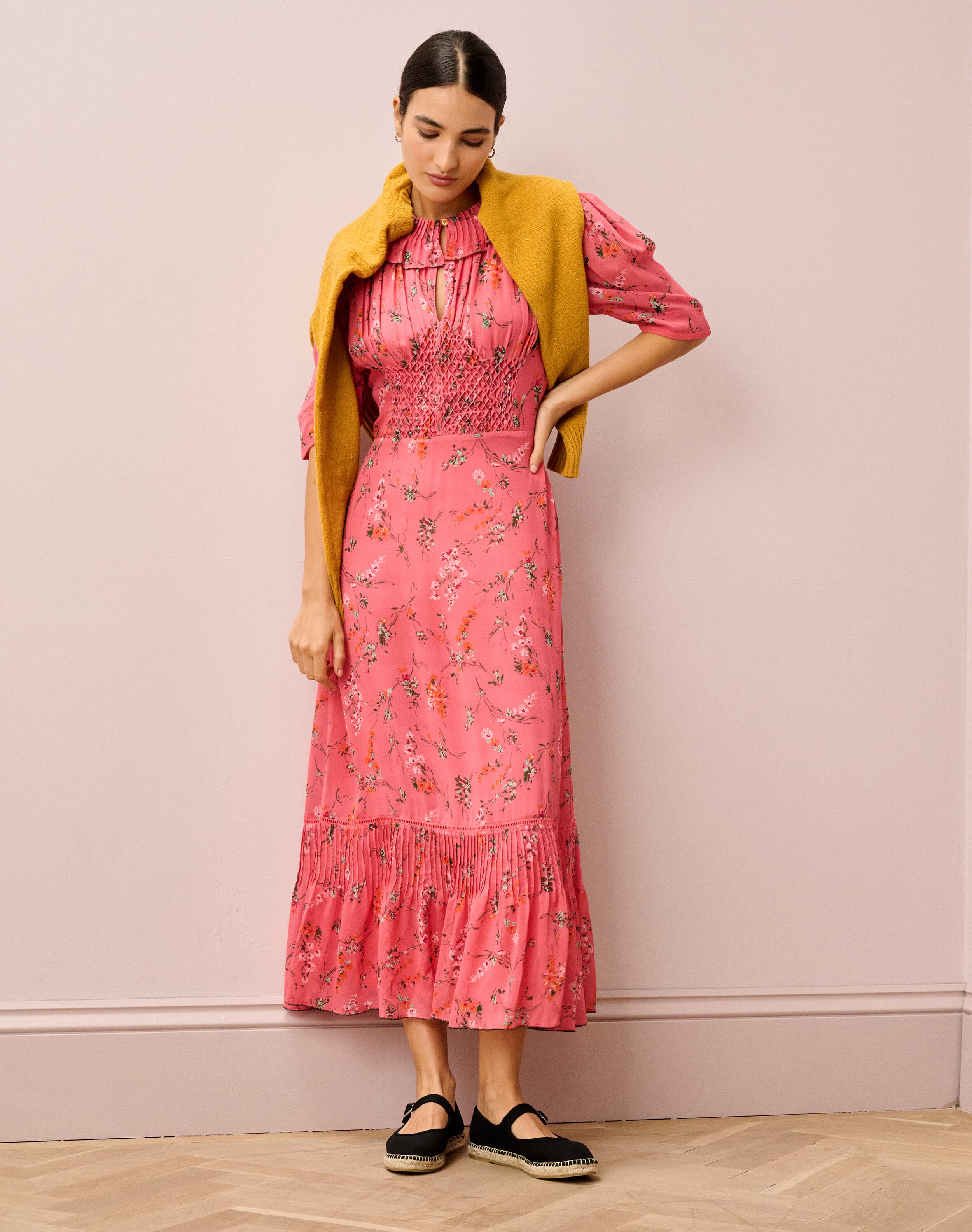 Silk Botanical Print Dress