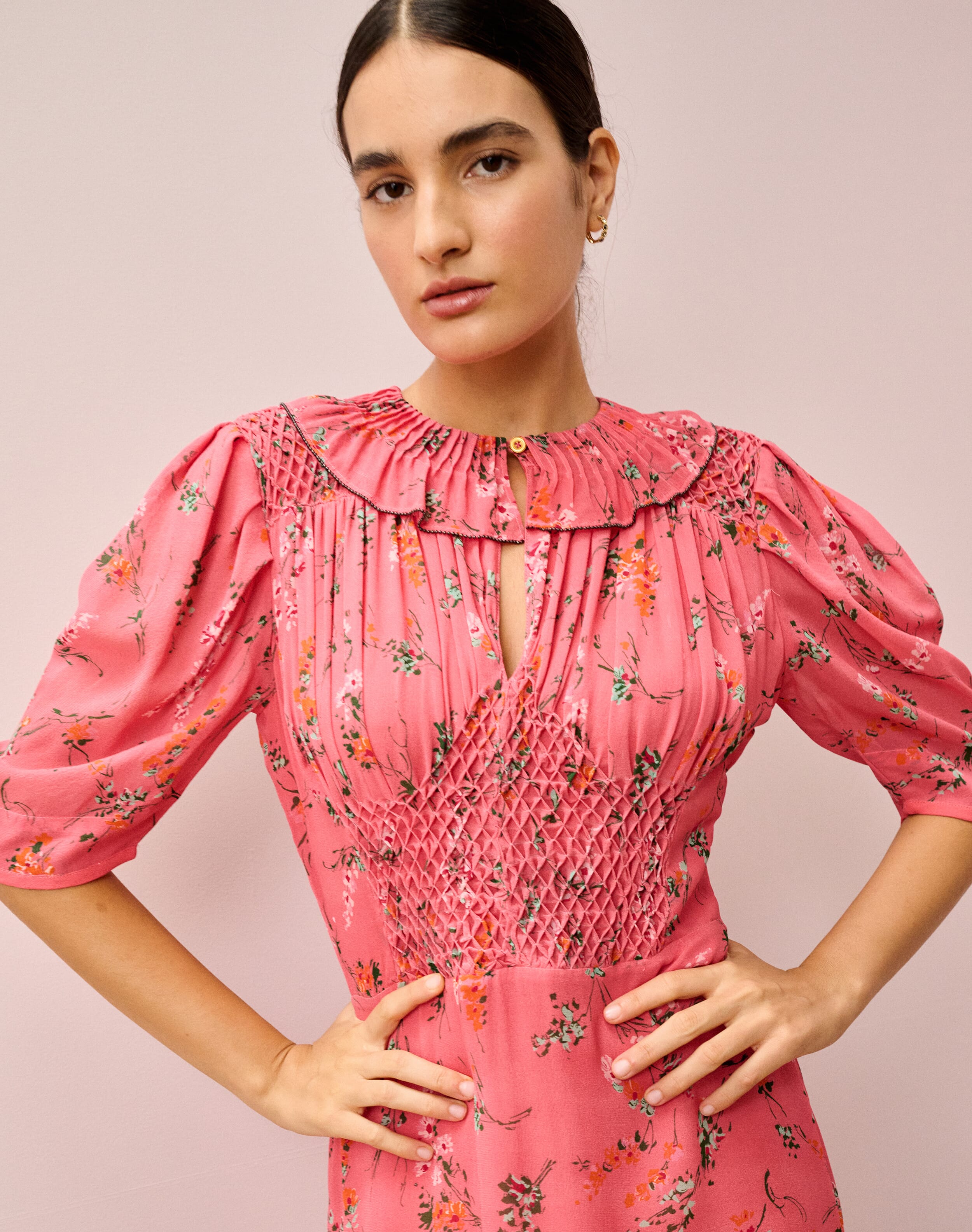 Silk Botanical Print Dress