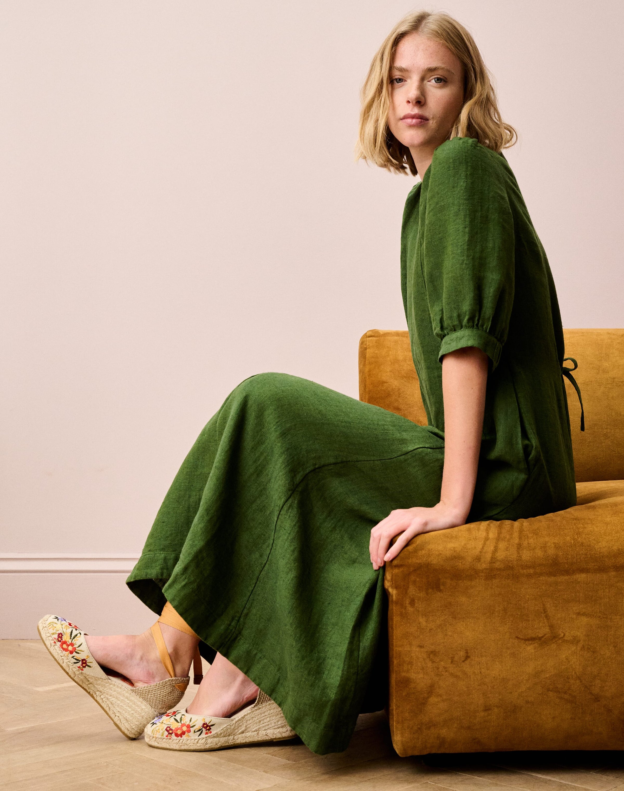 Herringbone Linen Shirt Dress