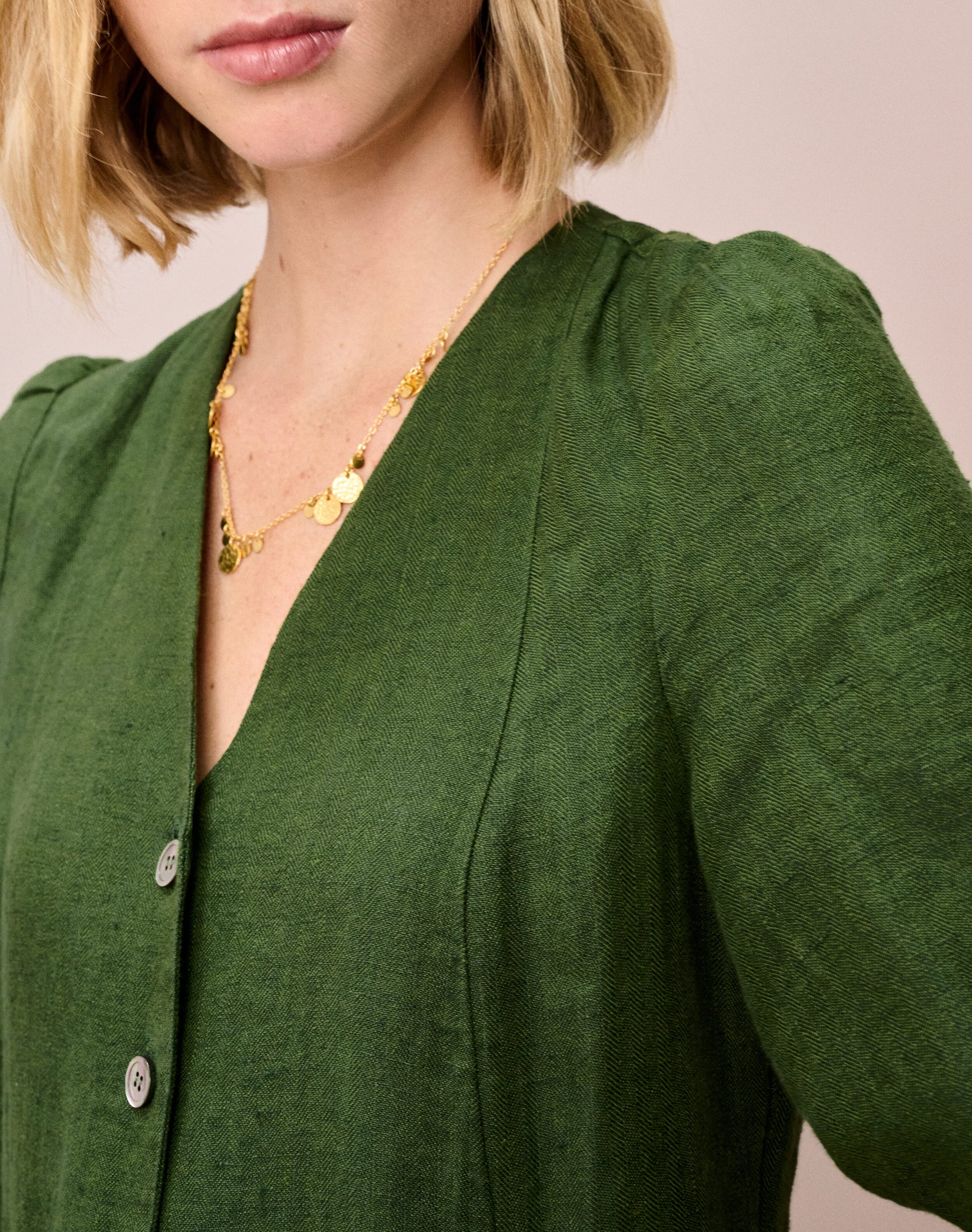 Herringbone Linen Shirt Dress