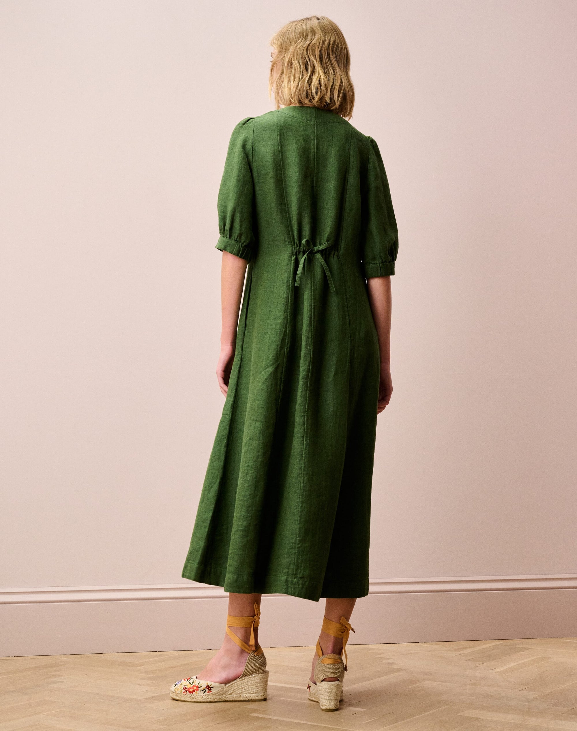 Herringbone Linen Shirt Dress