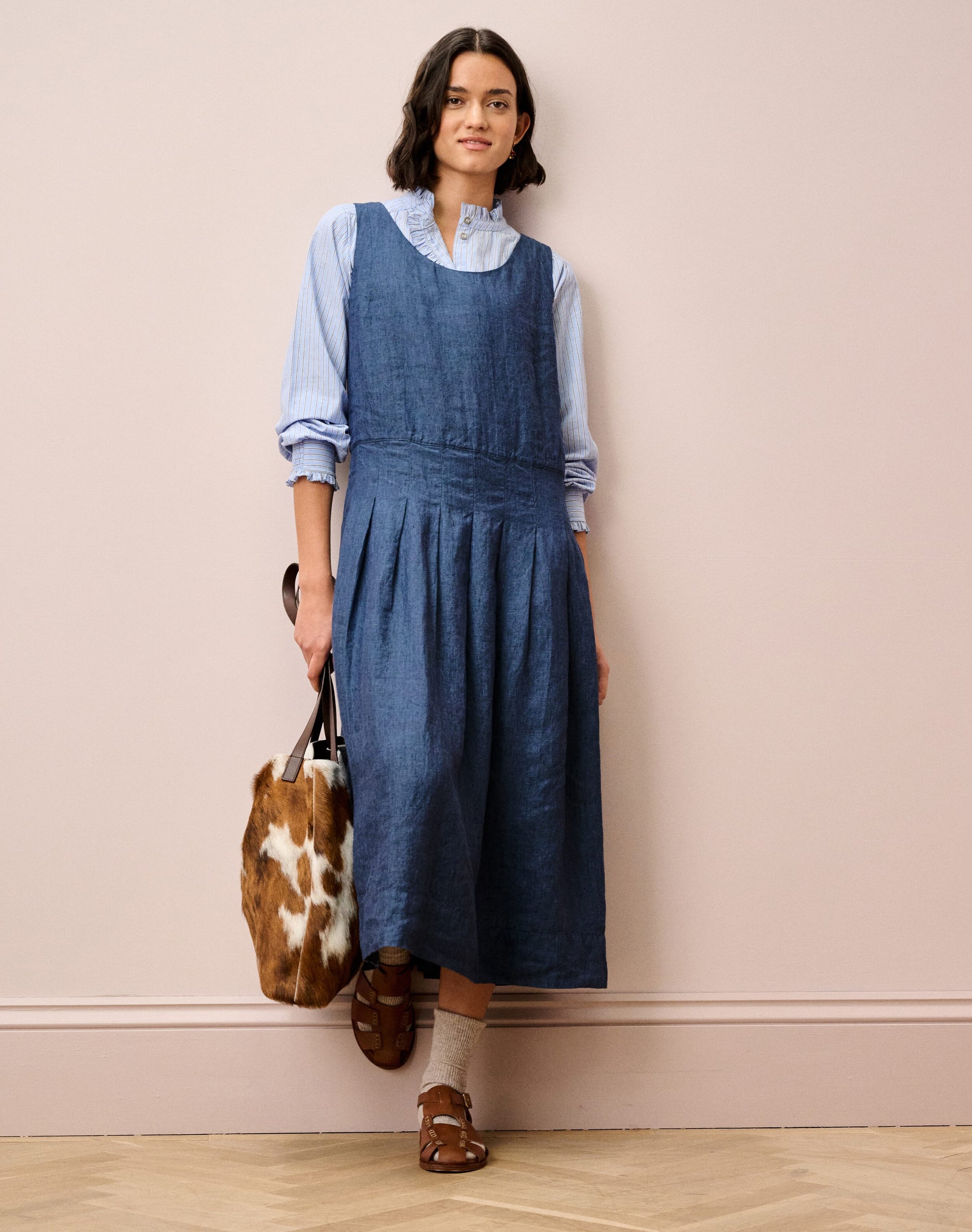 Cross Weave Linen Pinafore