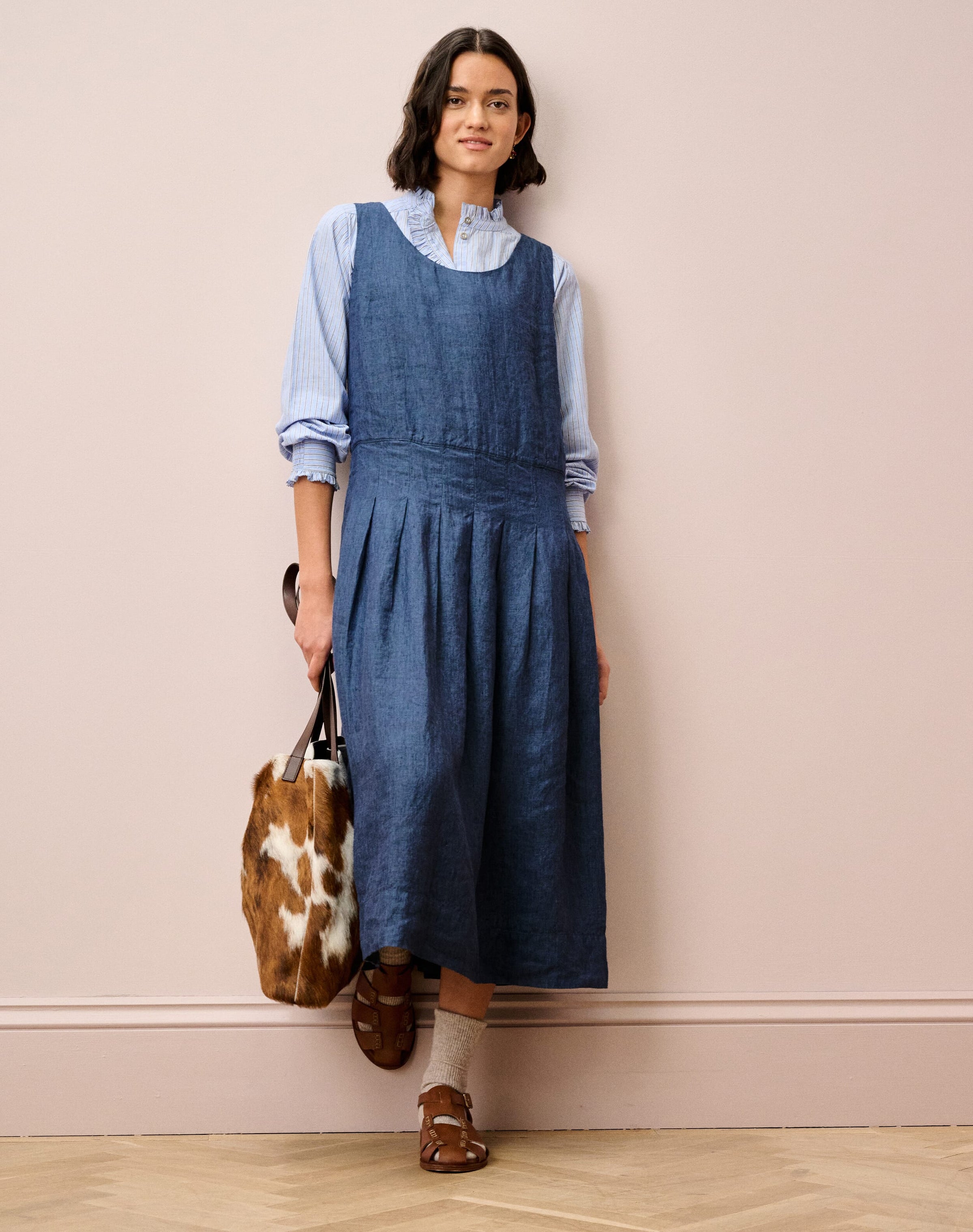 Cross Weave Linen Pinafore