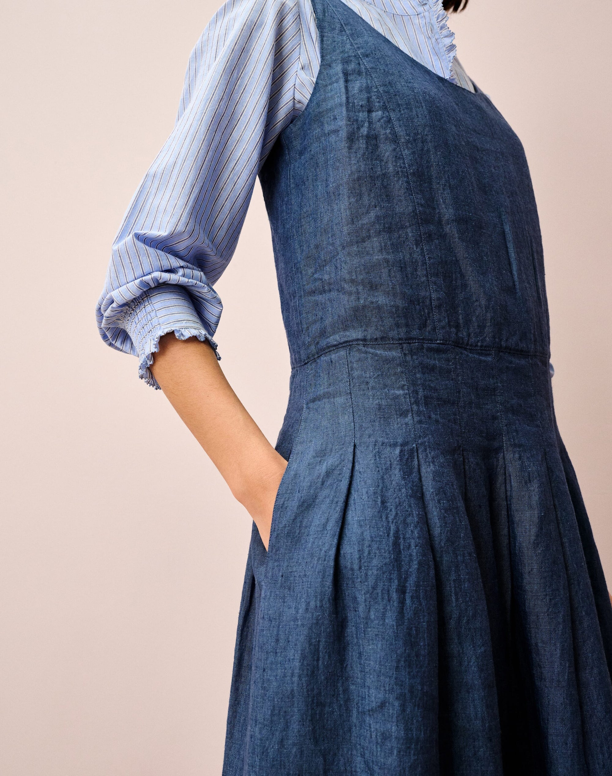 Cross Weave Linen Pinafore