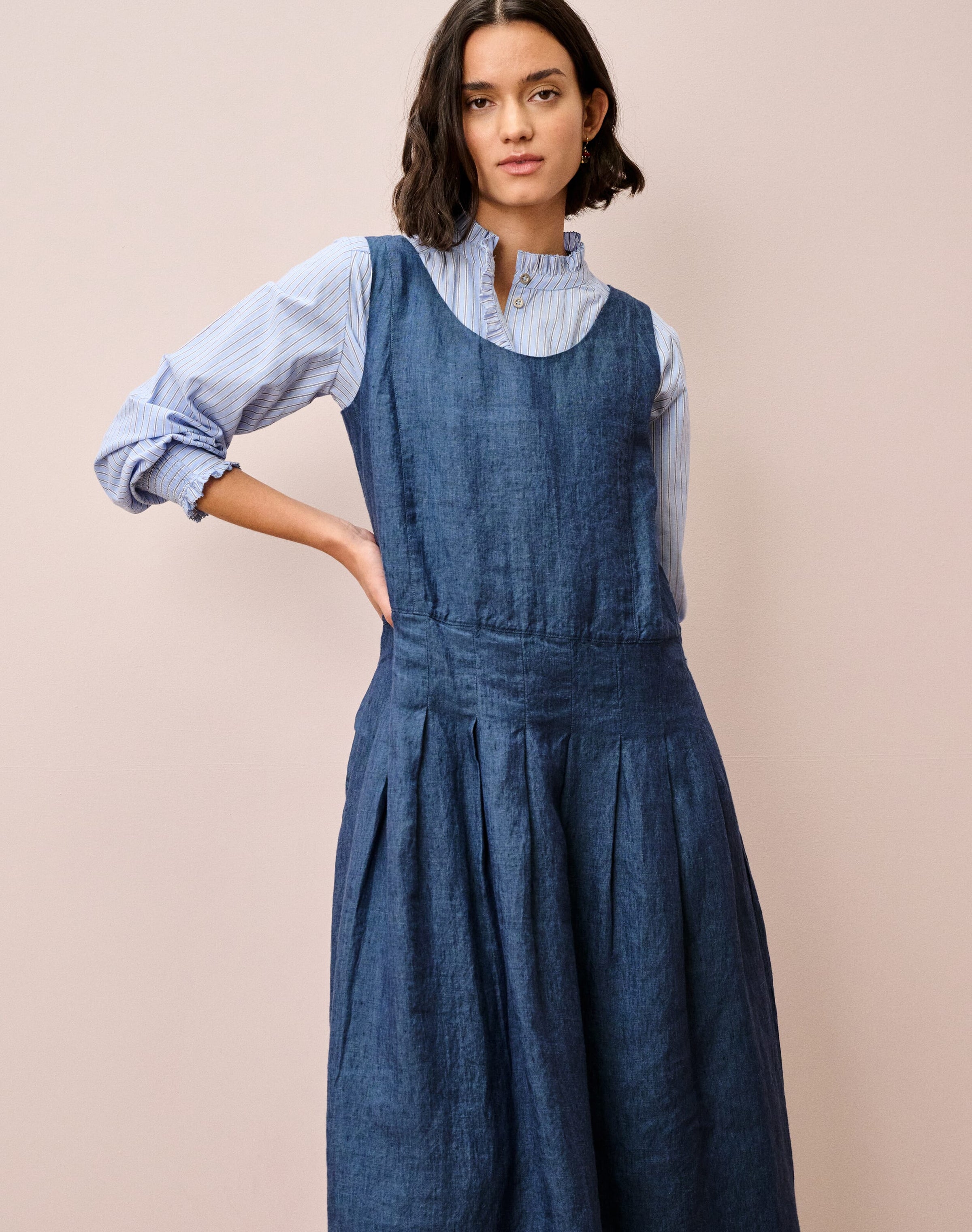 Cross Weave Linen Pinafore