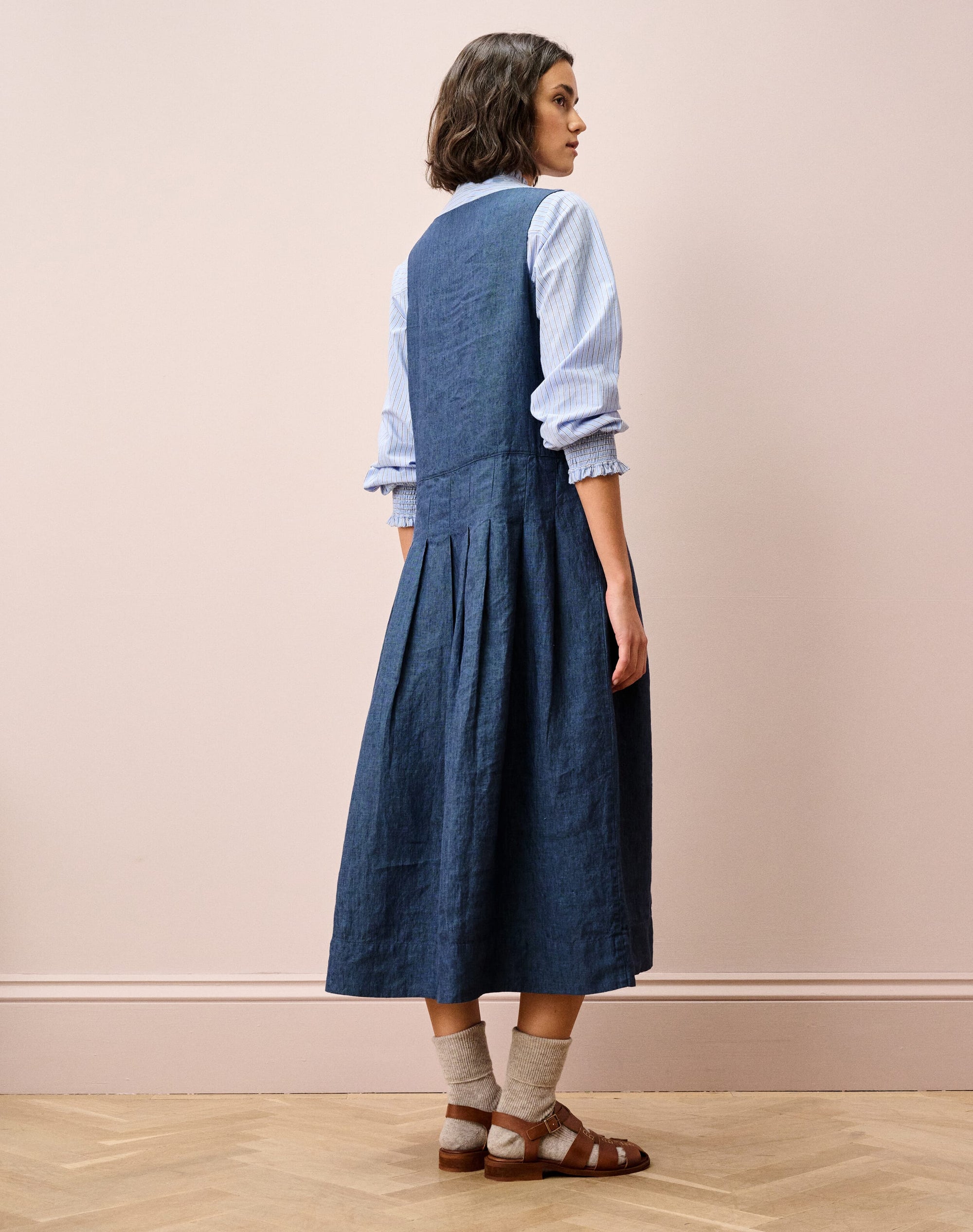 Cross Weave Linen Pinafore