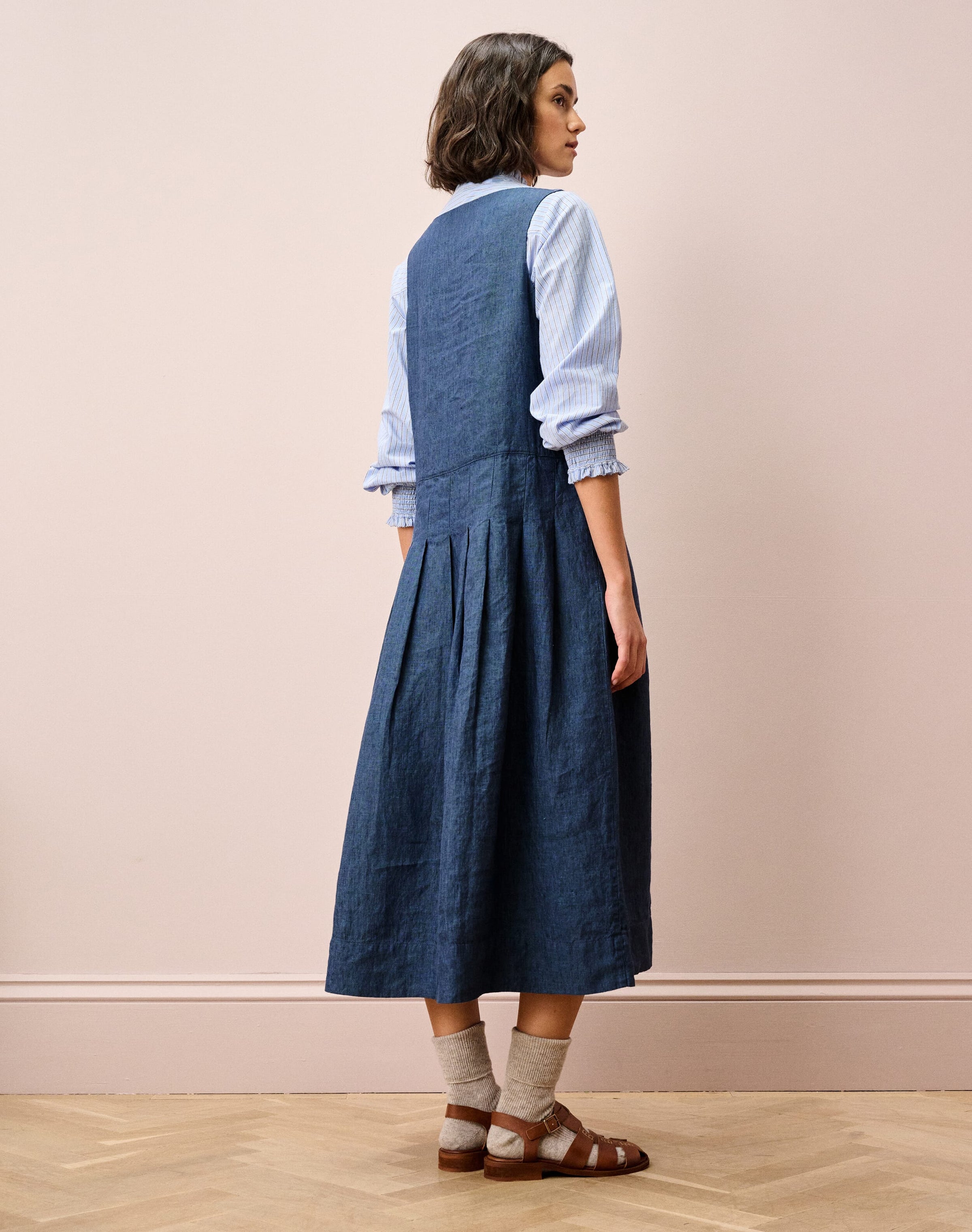 Cross Weave Linen Pinafore