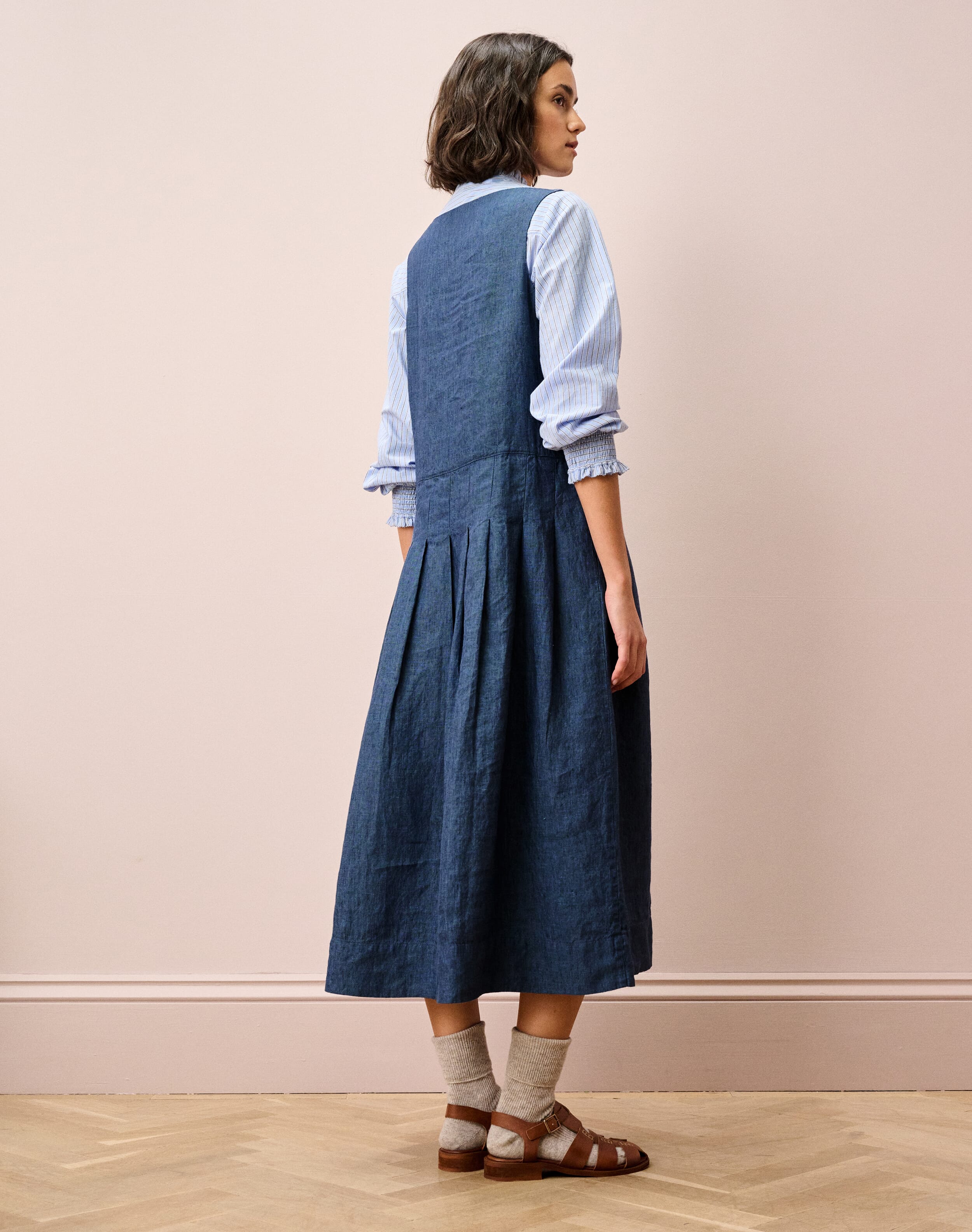 Cross Weave Linen Pinafore