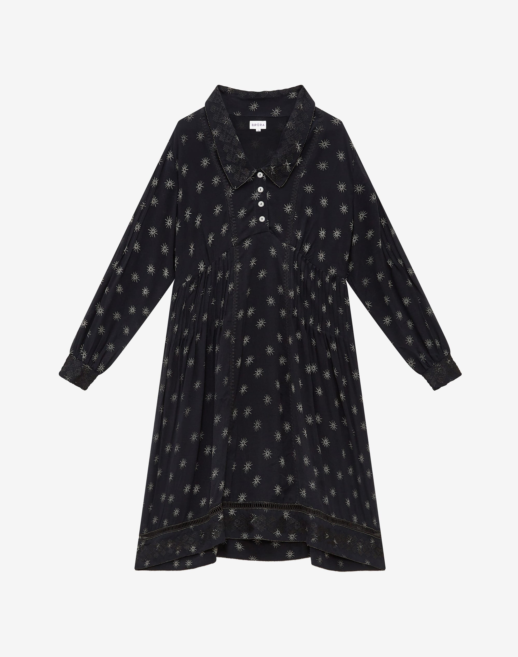 Silk Etched Star Embroidered Dress