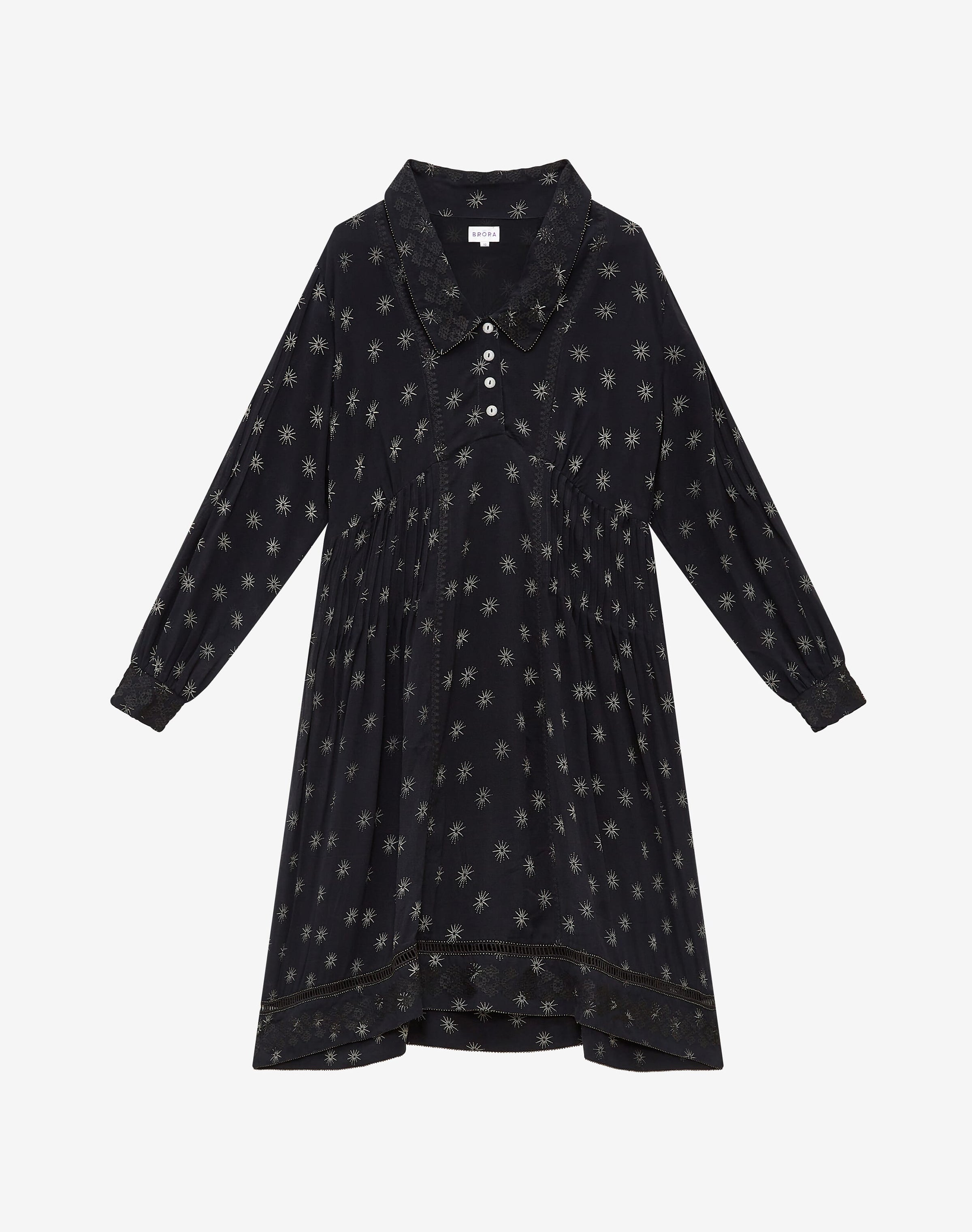 Silk Etched Star Embroidered Dress
