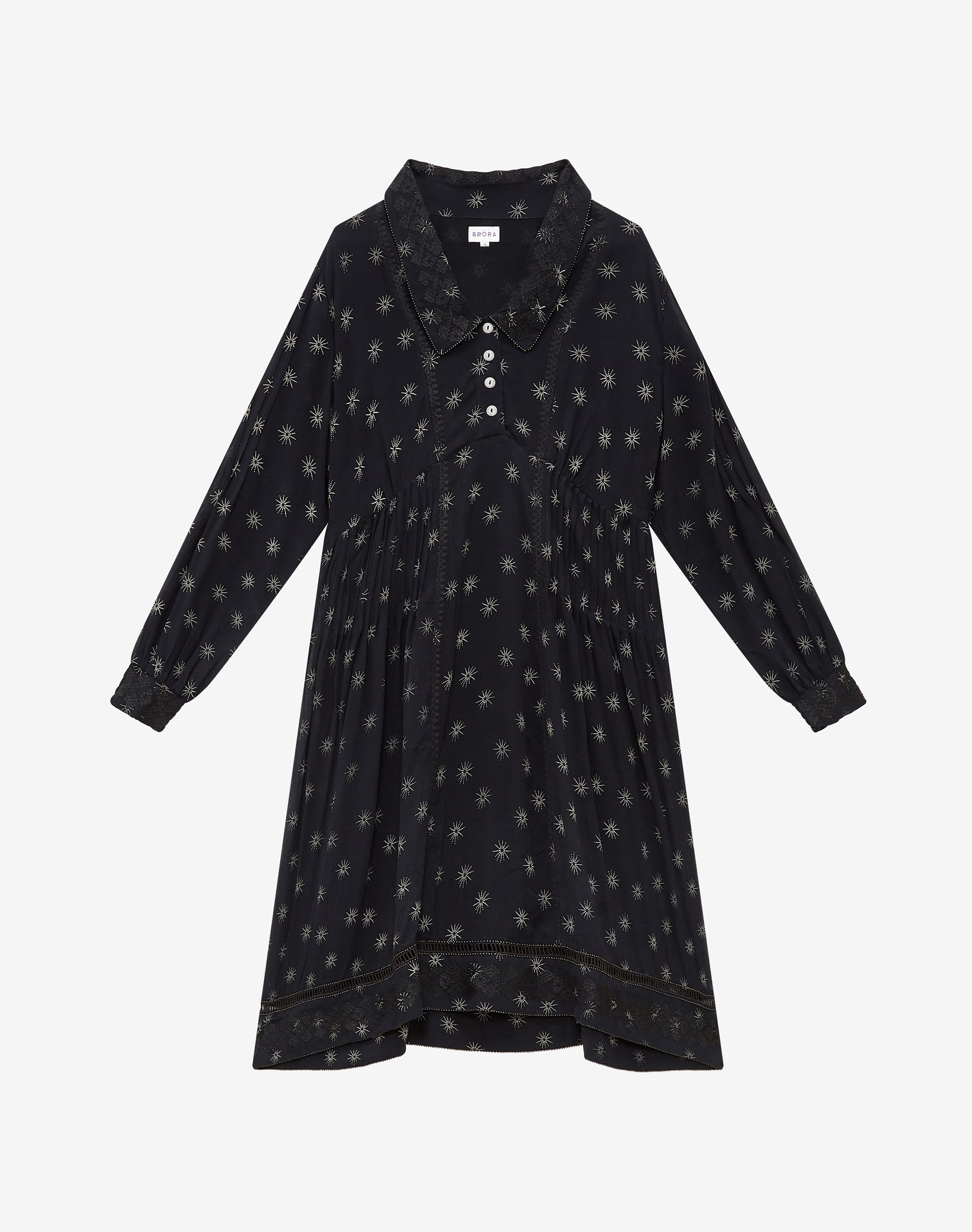 Silk Etched Star Embroidered Dress