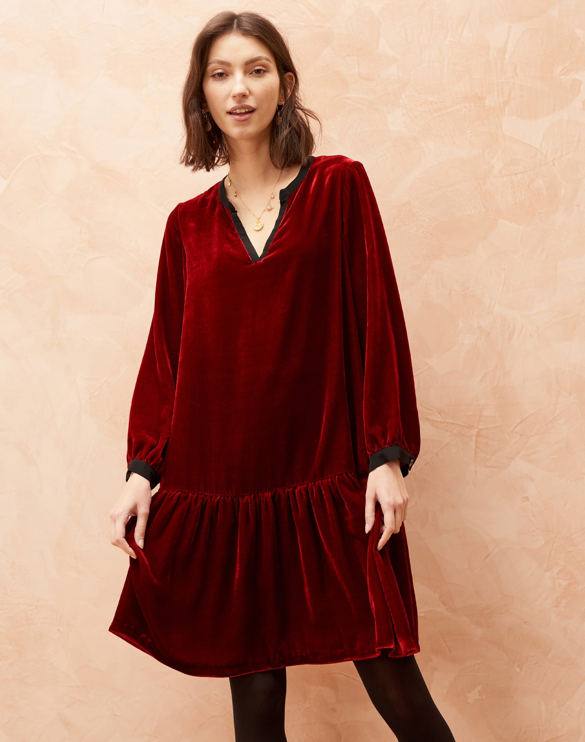 Silk Velvet Tiered Tunic