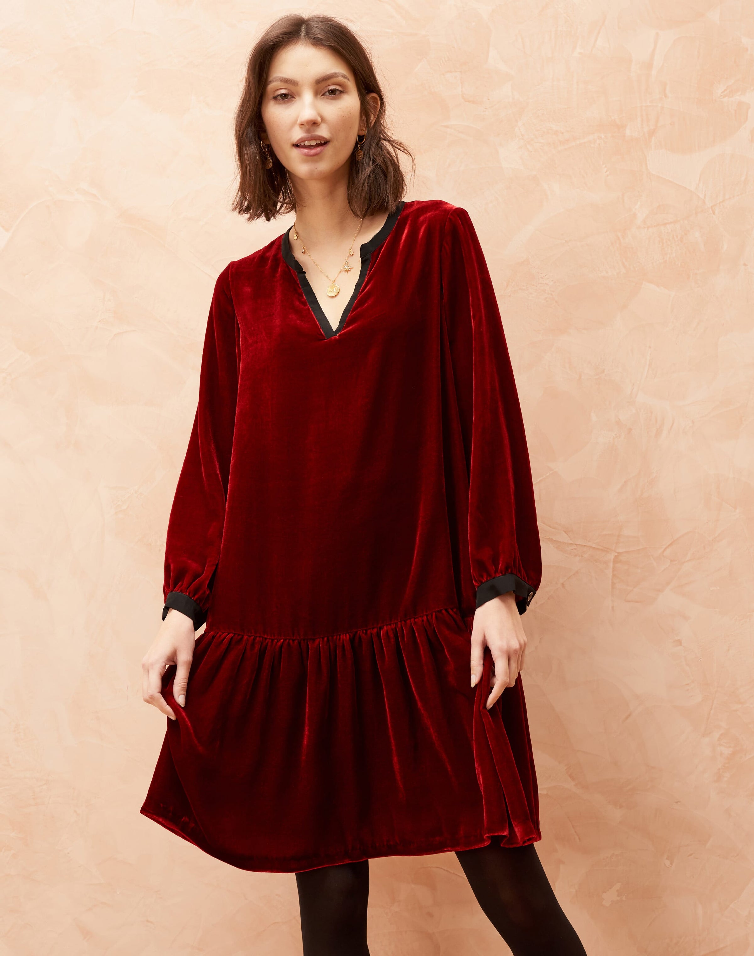 Silk Velvet Tiered Tunic